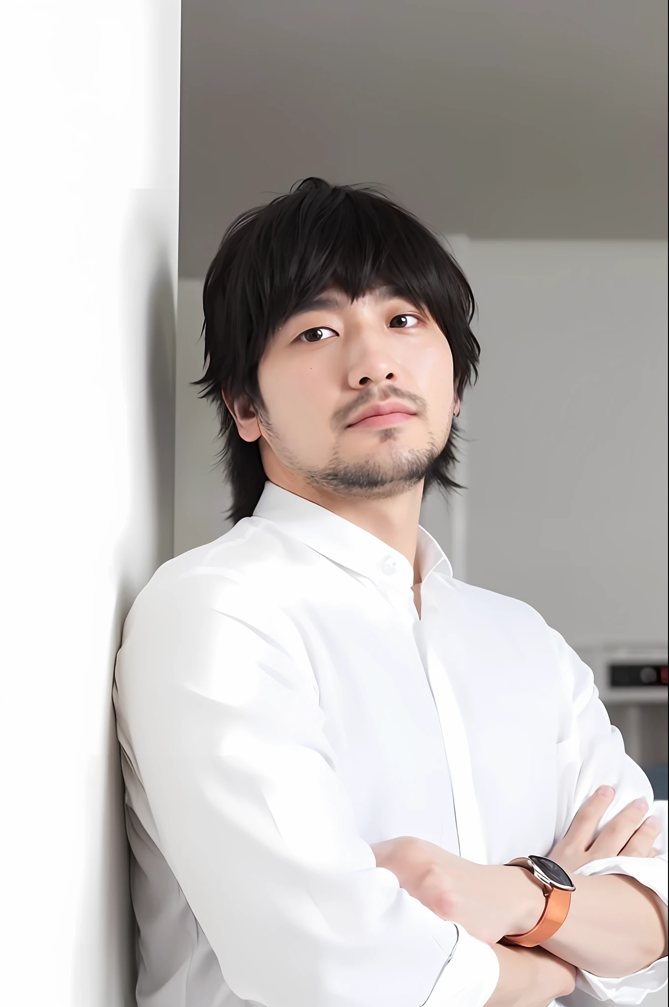 ( (8k:1.27), best quality, masterpiece, ultra high resolution:1.2) Japanese man photo, beard