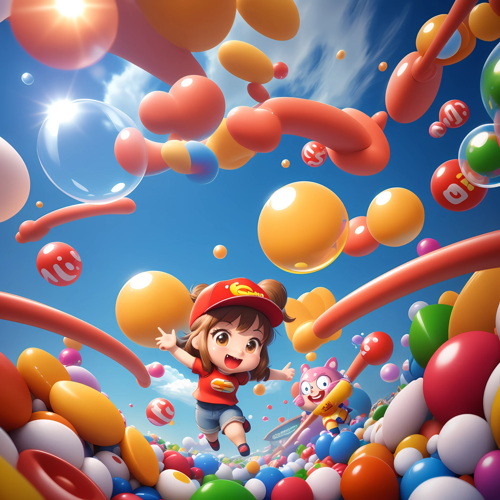 Best quality, super high resolution, (realism: 1.4), cartoon characters, Bubble Mart, ip logo, 3D image