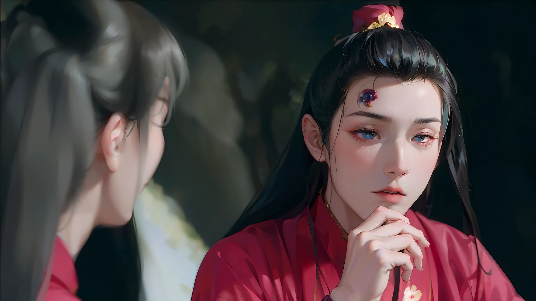 (Male: 1.1), black eyes, profile, oriental beauty, (masterpiece), best quality, Anime, merge, colorful, vibrant colors, illustration, artstyle, fantasy, realistic, animation, (photo_\(medium\):1.0 ), by Antonio J. Manzanedo, by Jeremy Lipking, lightning, in surreal landscapes, smooth, sharp focus