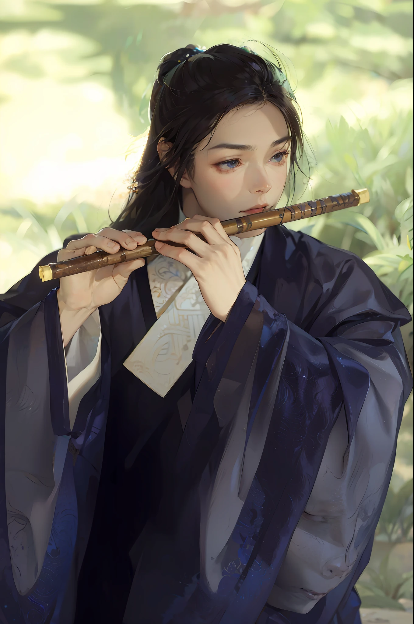 (Male: 1.1), black eyes, profile, oriental beauty, (masterpiece), best quality, Anime, merge, colorful, vibrant colors, illustration, artstyle, fantasy, realistic, animation, (photo_\(medium\):1.0 ), by Antonio J. Manzanedo, by Jeremy Lipking, lightning, in surreal landscapes, smooth, sharp focus
