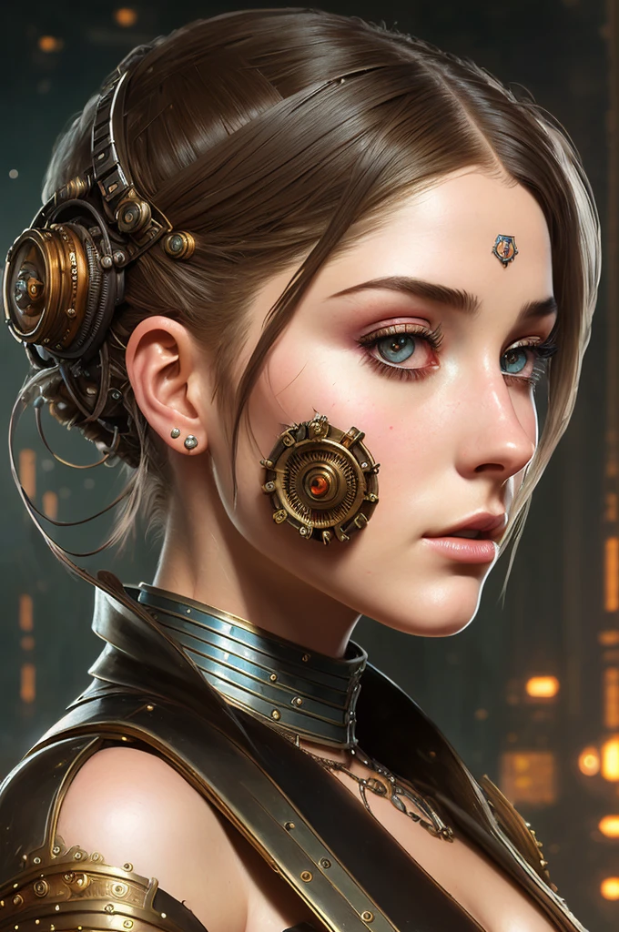 steampunk woman, highly detailed face and body portrait by wlop. fantasy art from dnd extremely beautiful style of ilya kuvshinov on greg rutkowski in the shell 1 9 7 0 s oil painting full length illustration sharp focus norman rockwell trending pixiv fanbox concept quality cinema model madison beer as ariana grande popart thomas
