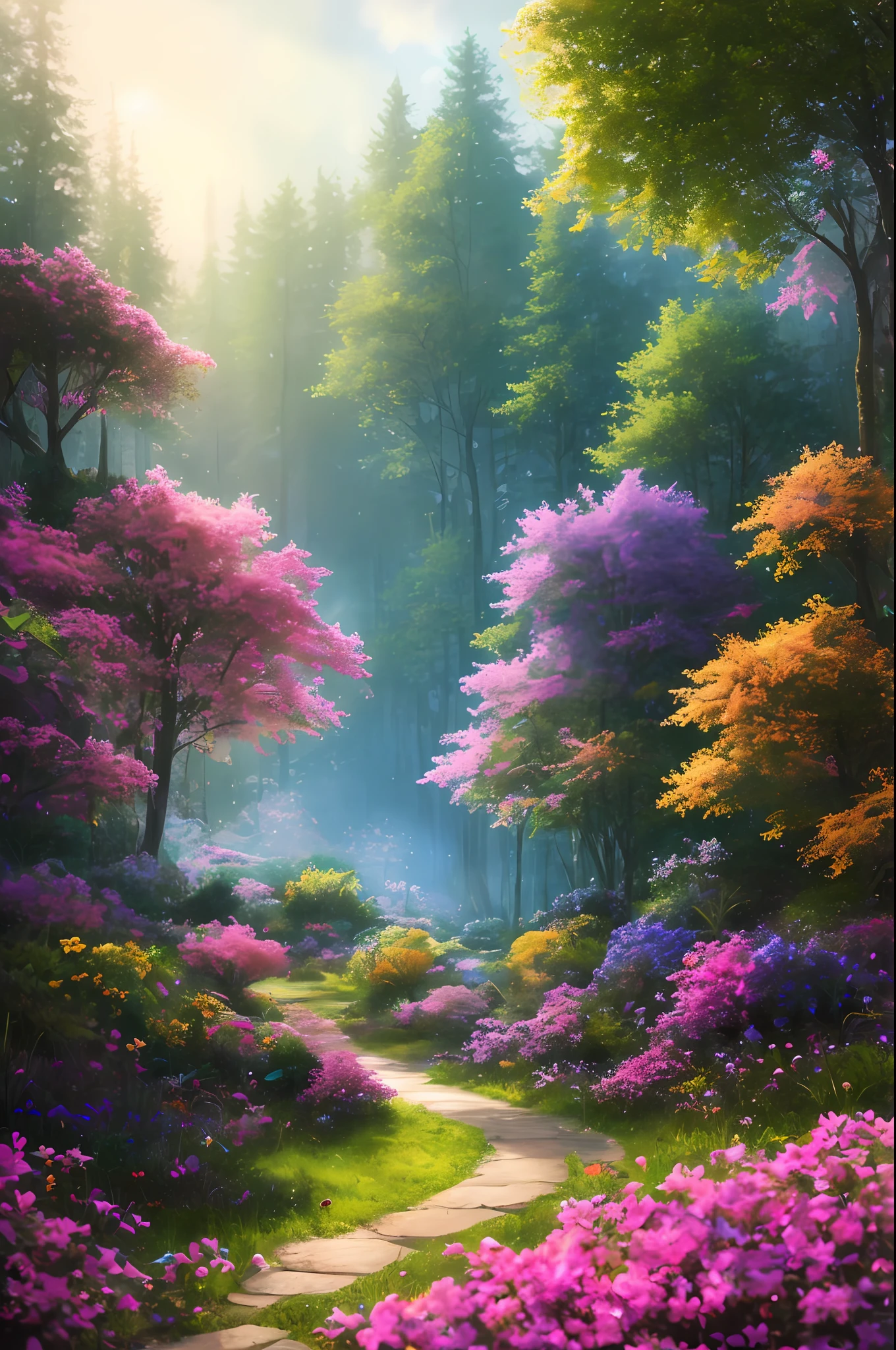masterpiece, best quality, high quality,extremely detailed CG unity 8k wallpaper, An enchanting and dreamy scene of a fantasy forest, with towering trees, glowing mushrooms, and hidden fairy glens, creating a sense of mystique and enchantment, artstation, digital illustration, intricate, trending, pastel colors, oil paiting, award winning photography, Bokeh, Depth of Field, HDR, bloom, Chromatic Aberration ,Photorealistic,extremely detailed, trending on artstation, trending on CGsociety, Intricate, High Detail, dramatic, art by midjourney