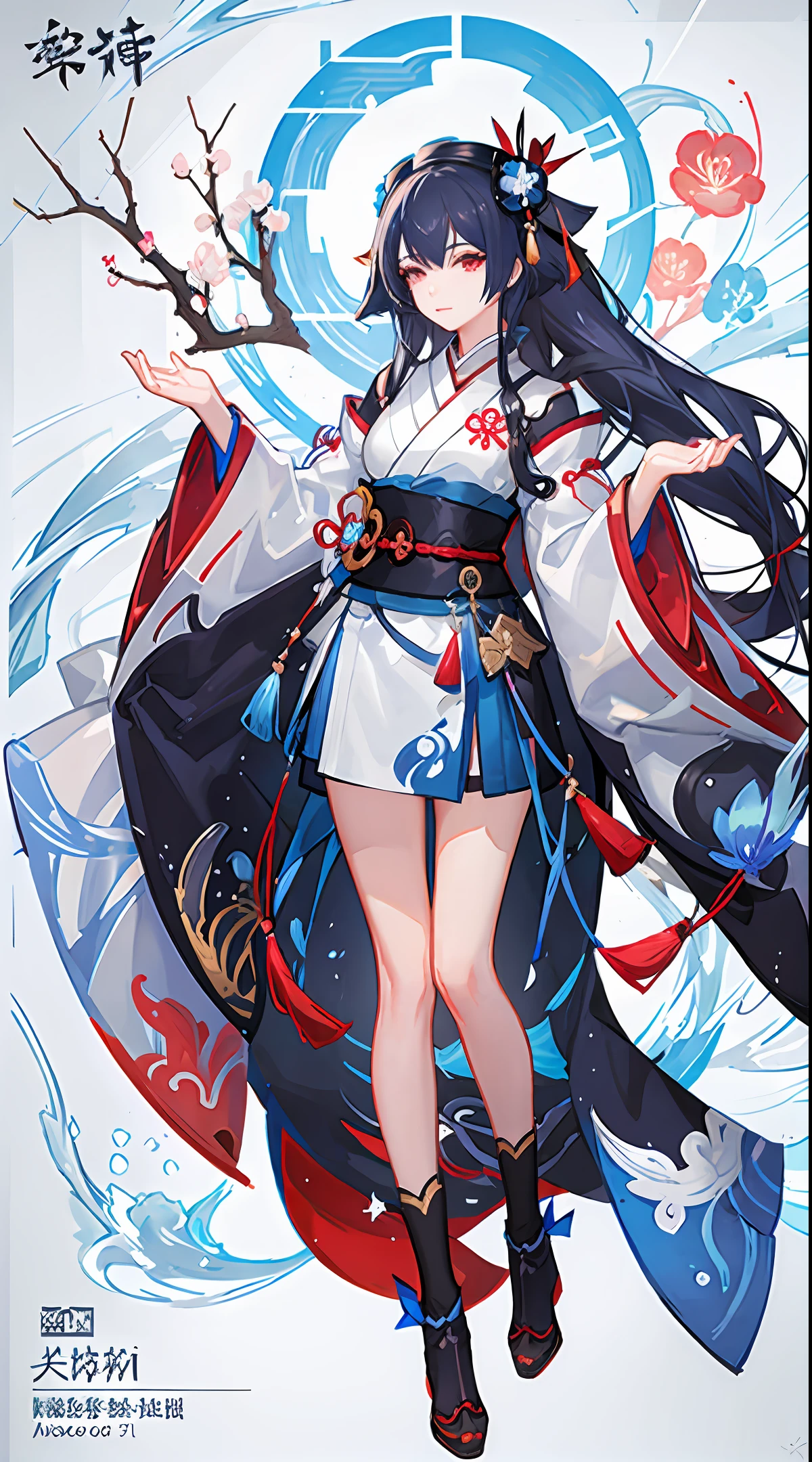 arafed woman in a blue and white outfit holding a sword, concept art by Shitao, pixiv, fantasy art, onmyoji detailed art, onmyoji, onmyoji portrait, guweiz, anime goddess, beautiful alluring anime woman, full body xianxia, guweiz on pixiv artstation
