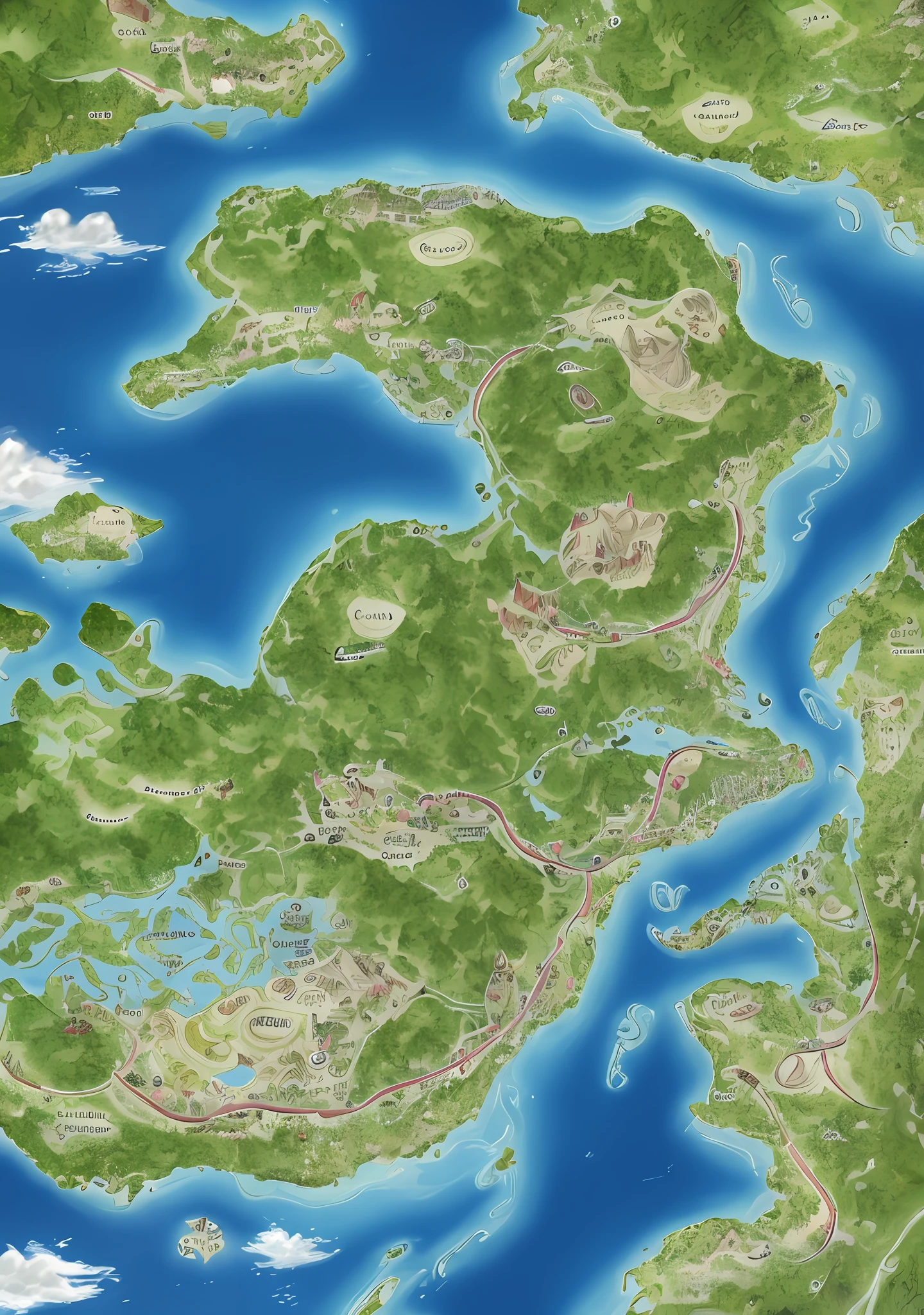 close up of a map showing a magical land