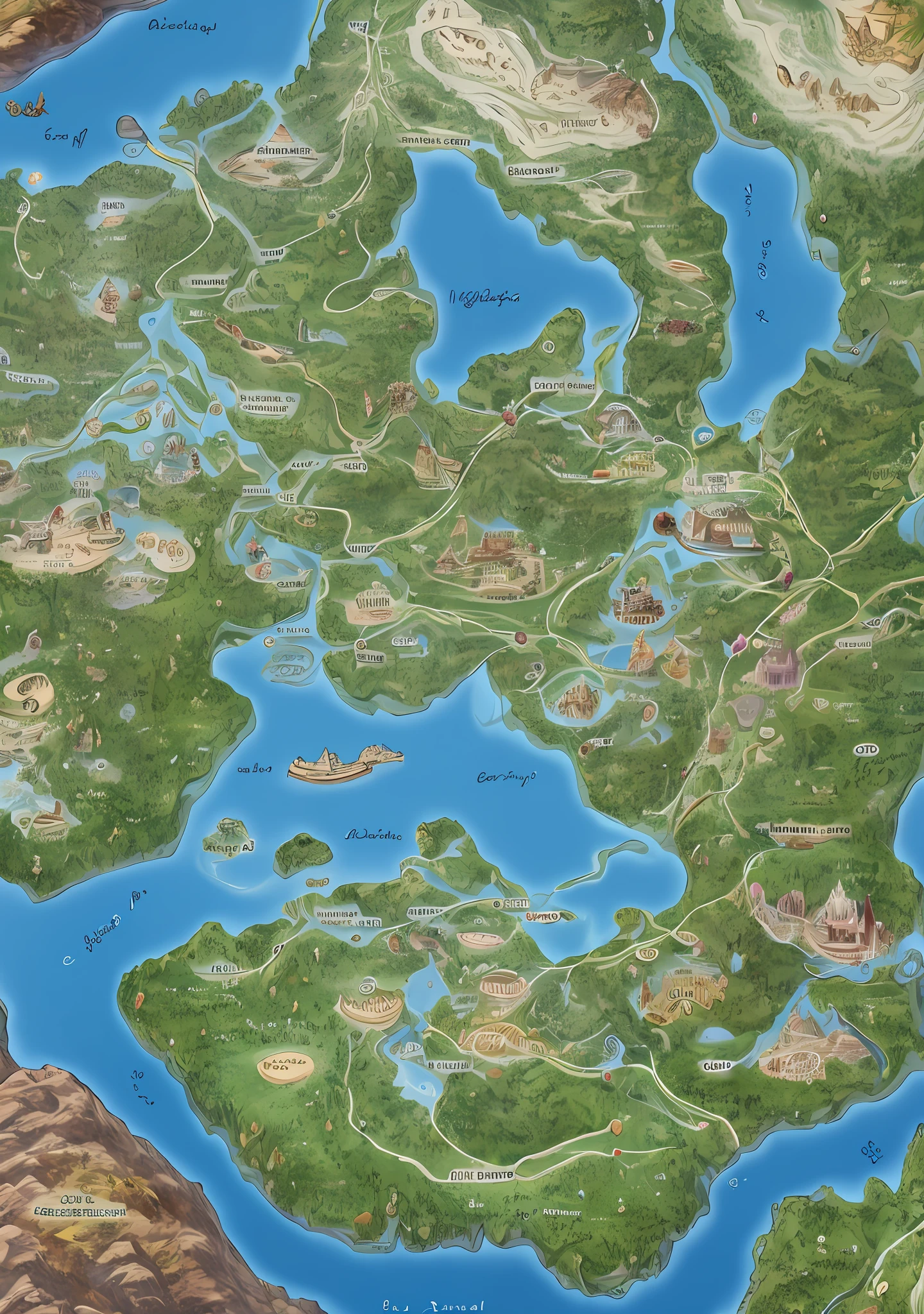close up of a map showing a magical land