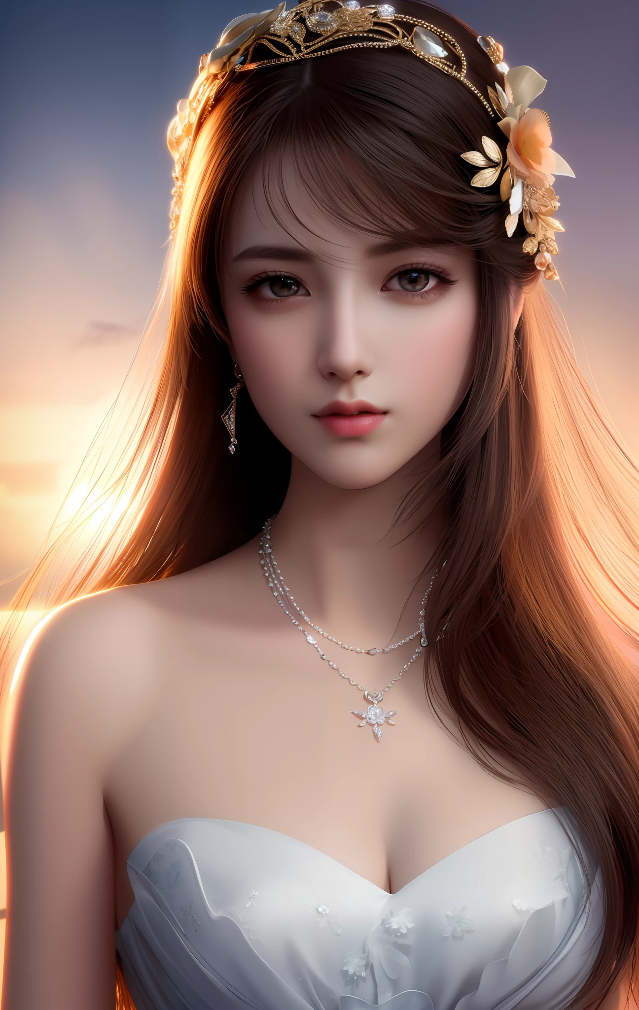 Best Quality, Masterpiece, High Resolution, 1girl, Porcelain Dress, Hair Accessories, Necklace, Jewelry, Pretty Face, Body, Tyndall Effect, Realistic, Shadow Studio, Rim Lighting, Dual Color Lighting, (HD Detail Skin: 1.2 ), 8k UHD, dslr, soft light, high quality, volumetric light, full nude, e-cup, photo, high resolution, 4k, 8k, background blur