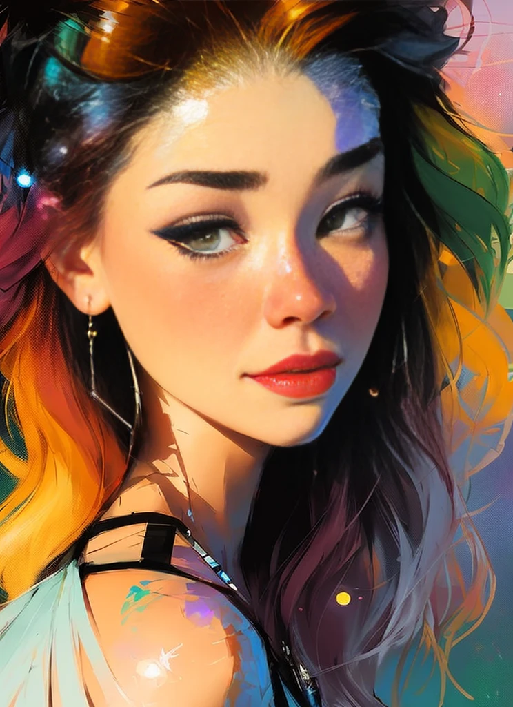 samdoesarts drunken beautiful woman as delirium from sandman, (hallucinating colorful soap bubbles), by jeremy mann, by sandra chevrier, by dave mckean and richard avedon and maciej kuciara, punk rock, tank girl, high detailed, 8k