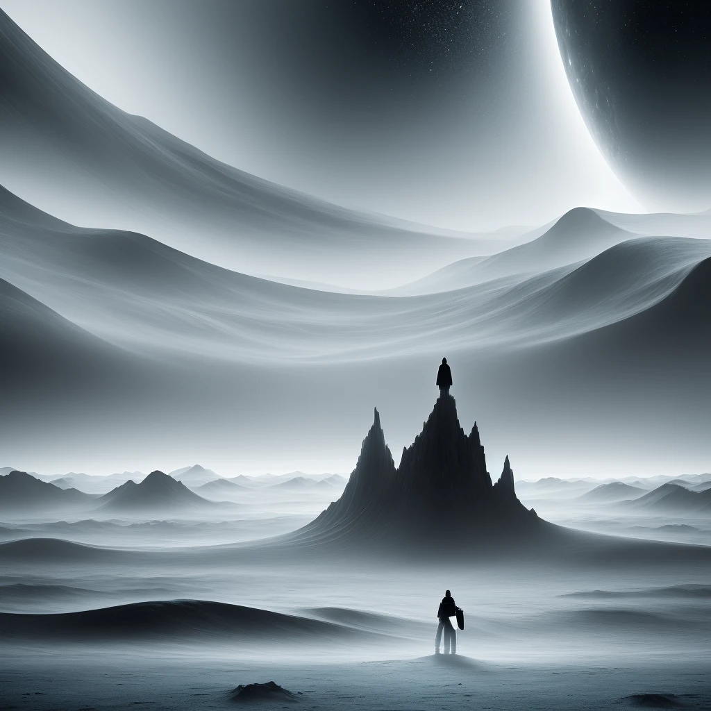 alone in an otherworldly landscape