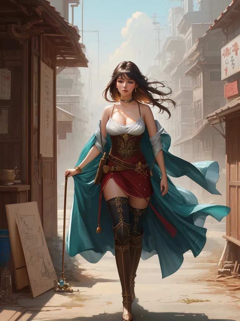 modelshoot style, (extremely detailed CG unity 8k wallpaper), full shot body photo of the most beautiful artwork in the world, stunningly beautiful photo realistic cute young lady in most urban outfit, big breast, professional majestic oil painting by Ed Blinkey, Atey Ghailan, Studio Ghibli, by Jeremy Mann, Greg Manchess, Antonio Moro, trending on ArtStation, trending on CGSociety, Intricate, High Detail, Sharp focus, dramatic, photorealistic painting art by midjourney and greg rutkowski