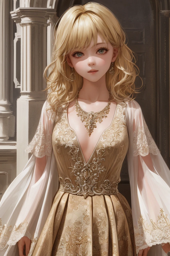 high quality, intricate details, best texture, realistic, 8k, soft light, perfect shadow, full body, realistic, 1 girl, 8 years old, scary face, nsfw, blonde, sexy hot nude white theme, necklace and watch, transparent clothes