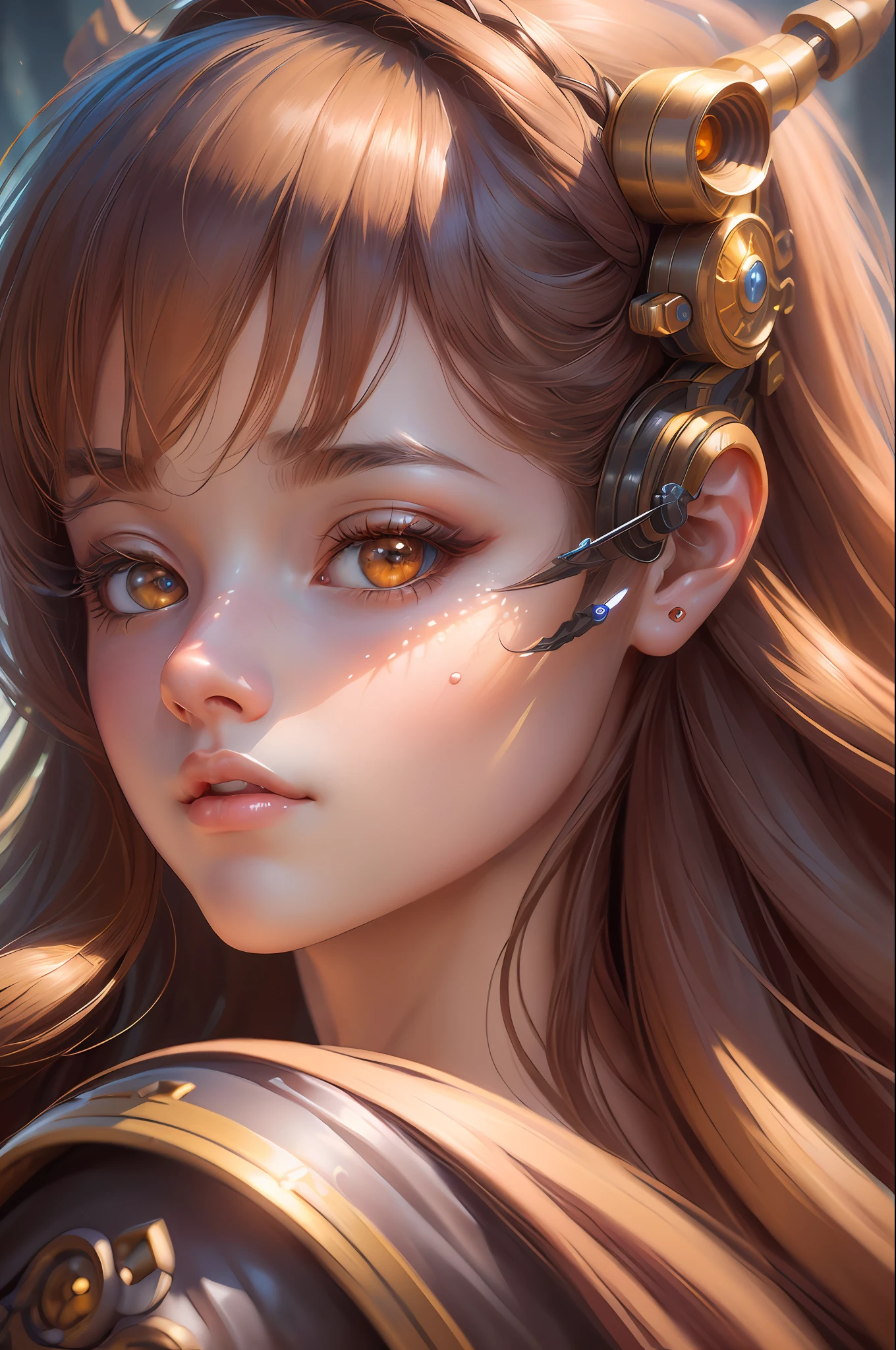 ((best quality)), ((masterpiece)), (detailed), close-up person, long hair, (fantasy art:1.3), cute cyborg girl, highly detailed face, (render of April:1.1), beautiful artwork illustration, (portrait composition:1.3), (8k resolution:1.2)