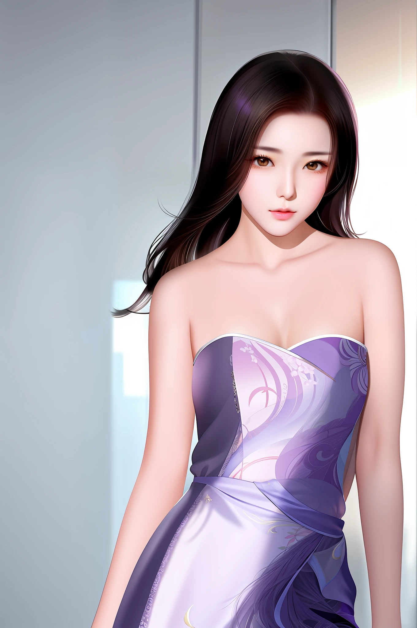 Chinese comic style, beautiful anime girl, araffe woman in a purple dress posing for a picture, digital art of an elegant, glossy digital painting, dilraba dilmurat, gorgeous Chinese model, realistic. Cheng Yi, beautiful digital art, Chinese girl, beautiful and gorgeous digital art, Fan Bingbing, gorgeous young Korean woman, inspired by Zhang Yan, inspired by Zhang Shuqi,