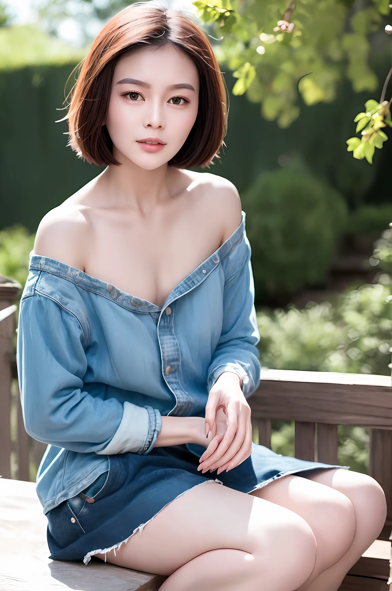 Gentle and charming Chinese beautiful woman, half body photo, delicate and sexy collarbone, charming oval face, double eyelids, smart peach blossom eyes, pink lips, small upturned nose, bare shoulders, focused face, face close-up, ultra-high-definition, Super detailed and standing elegantly, this appliquéd cotton-jersey sweatshirt is crafted from a mid-weight cotton-jersey with a small appliqué on the chest and has a loose, slouchy silhouette. Wear it with jeans.