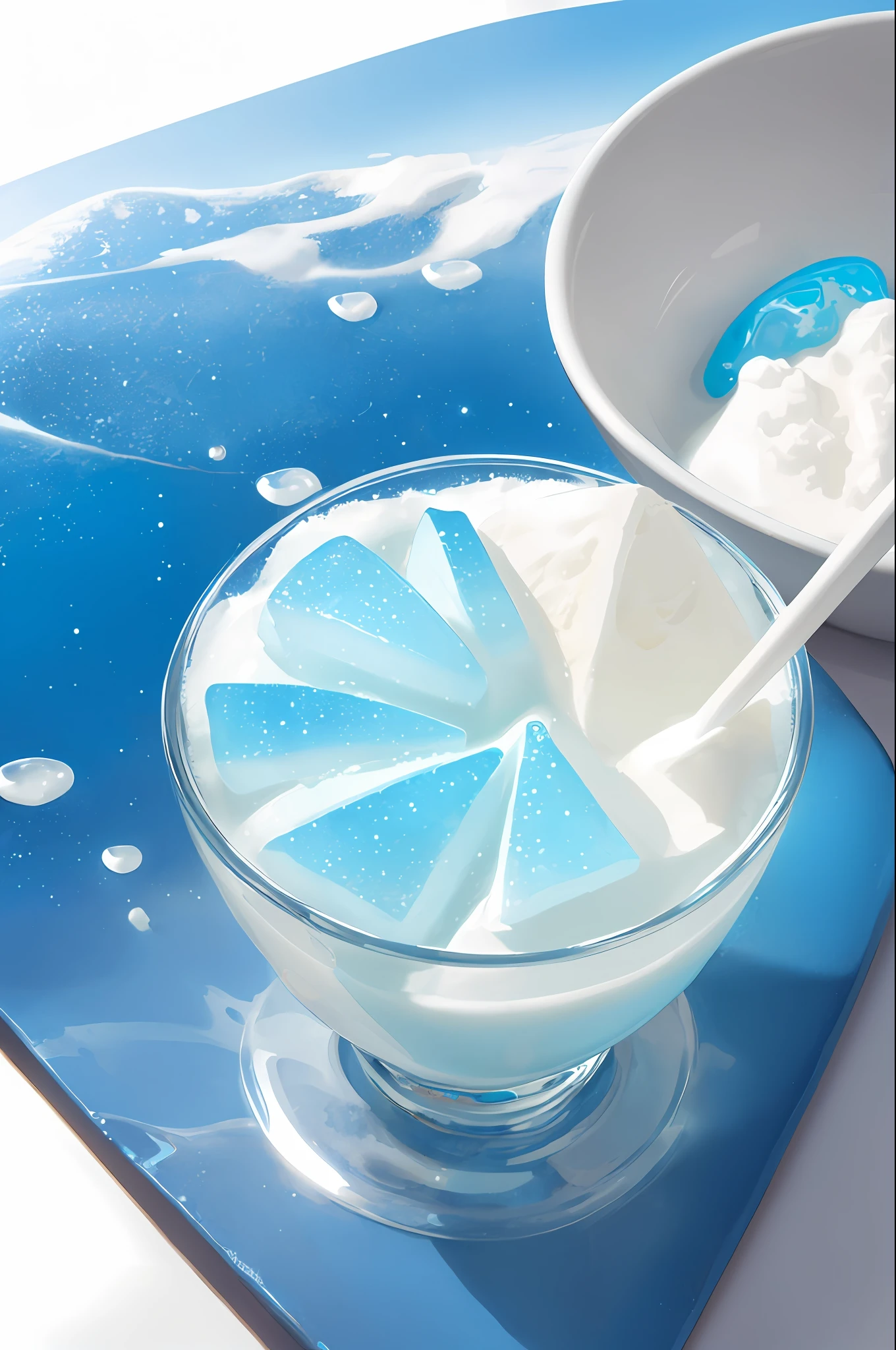 (Amazing Photo: 1.3) (Real: 1.3), (Vibrant: 1.3) Product Photography with Stars in a Milk Glass, Splash, Ice, Chill, Complex, Epic, (Artist RHADS: 1.3), Very Detailed, (Provia : 1.3), close-up