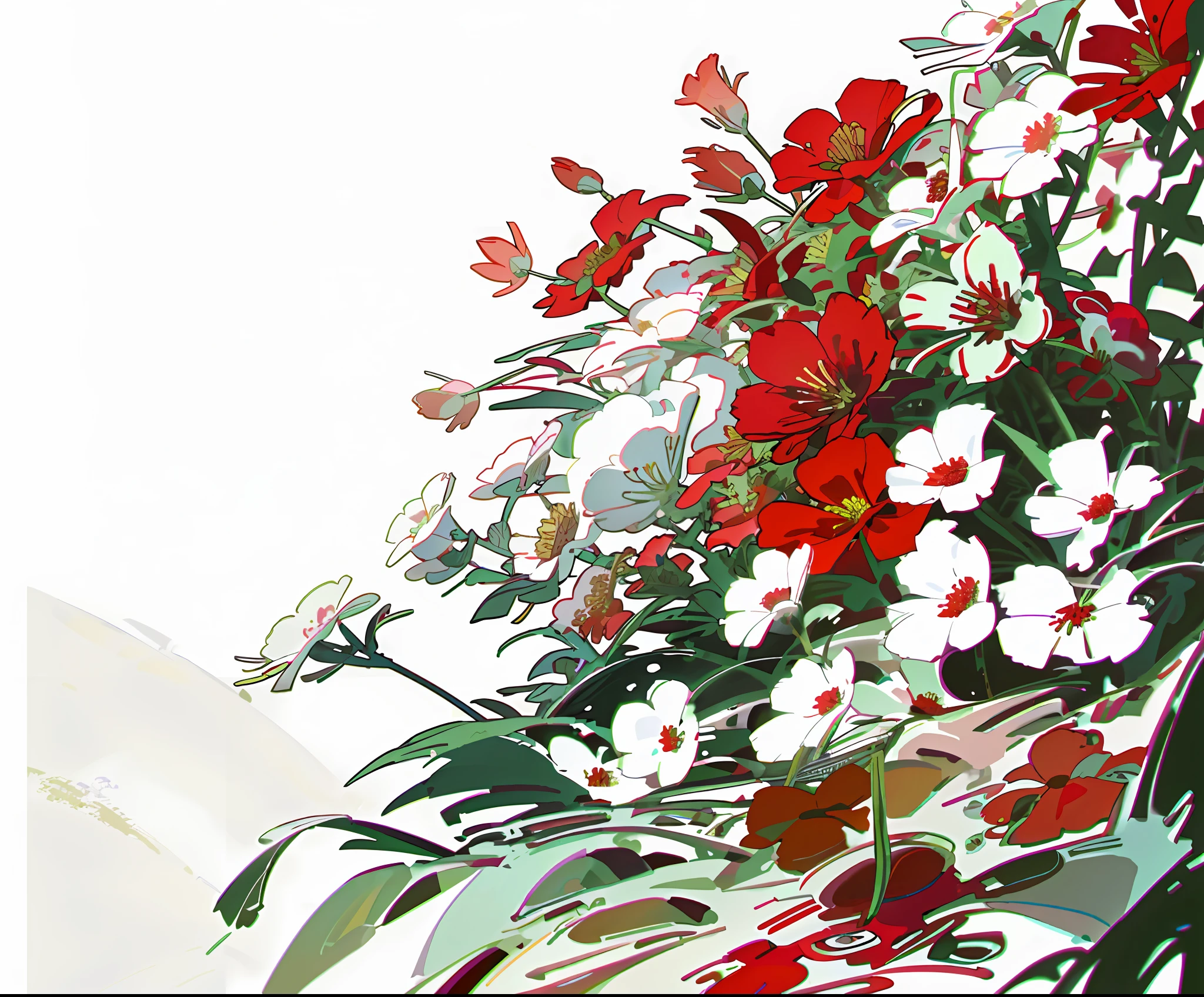 a white and red flower border with a white background, celestial red flowers vibe, red and white flowers, white border and background, fine background proportionate, extremely high resolution, background image, plain background, flower background, isolated background, flowers in background, flowers background, high definition background, large white border, red and white color theme, red flowers, detailed background