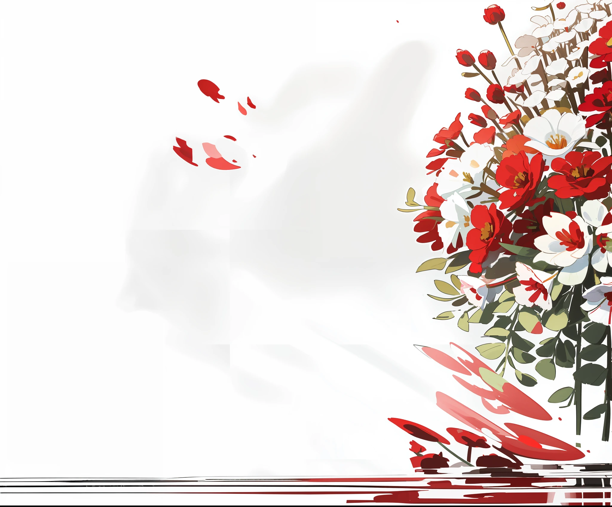 a white and red flower border with a white background, celestial red flowers vibe, red and white flowers, white border and background, fine background proportionate, extremely high resolution, background image, plain background, flower background, isolated background, flowers in background, flowers background, high definition background, large white border, red flowers, red and white color theme, detailed background