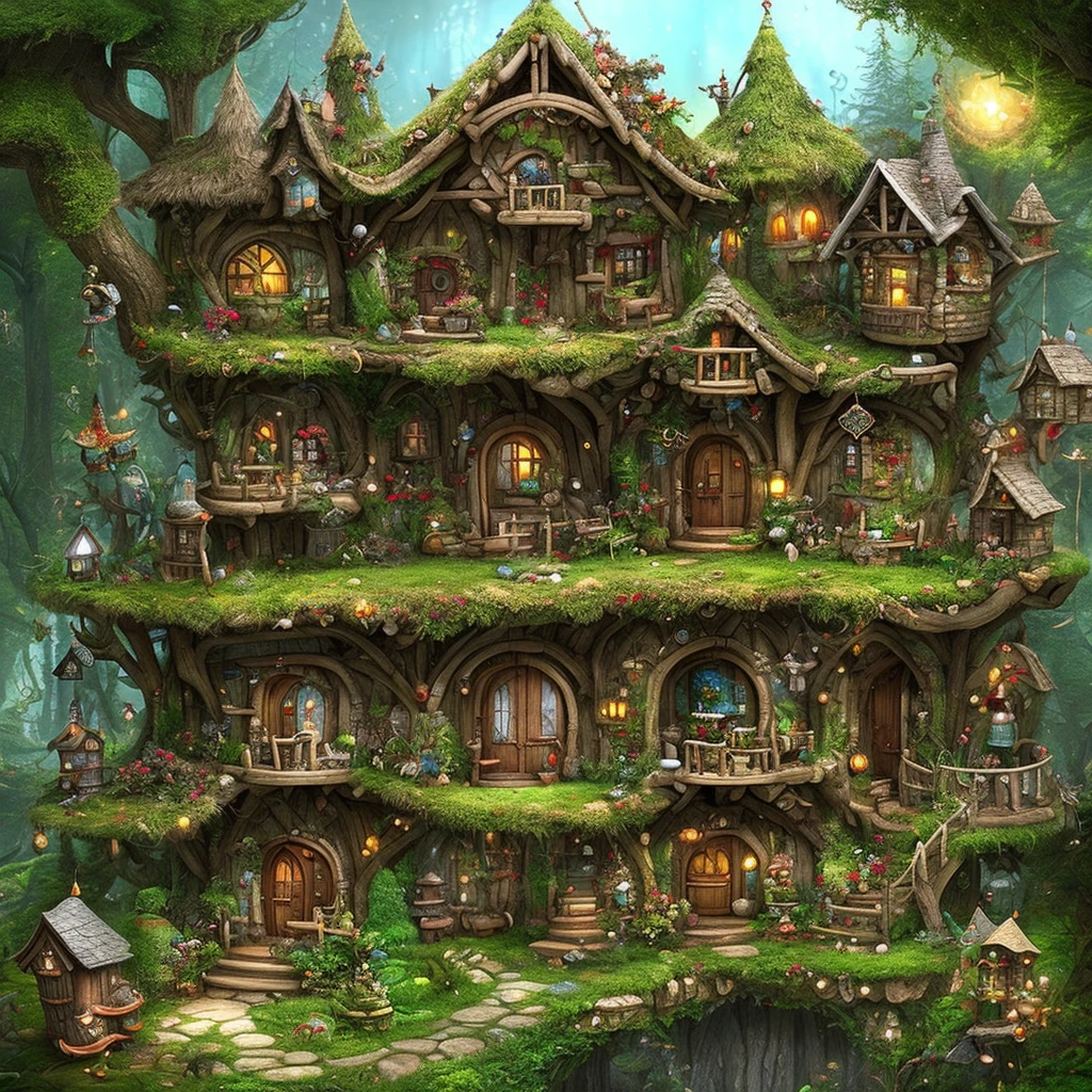 The house of a very crazy person among gnomes in an enchanted forest.