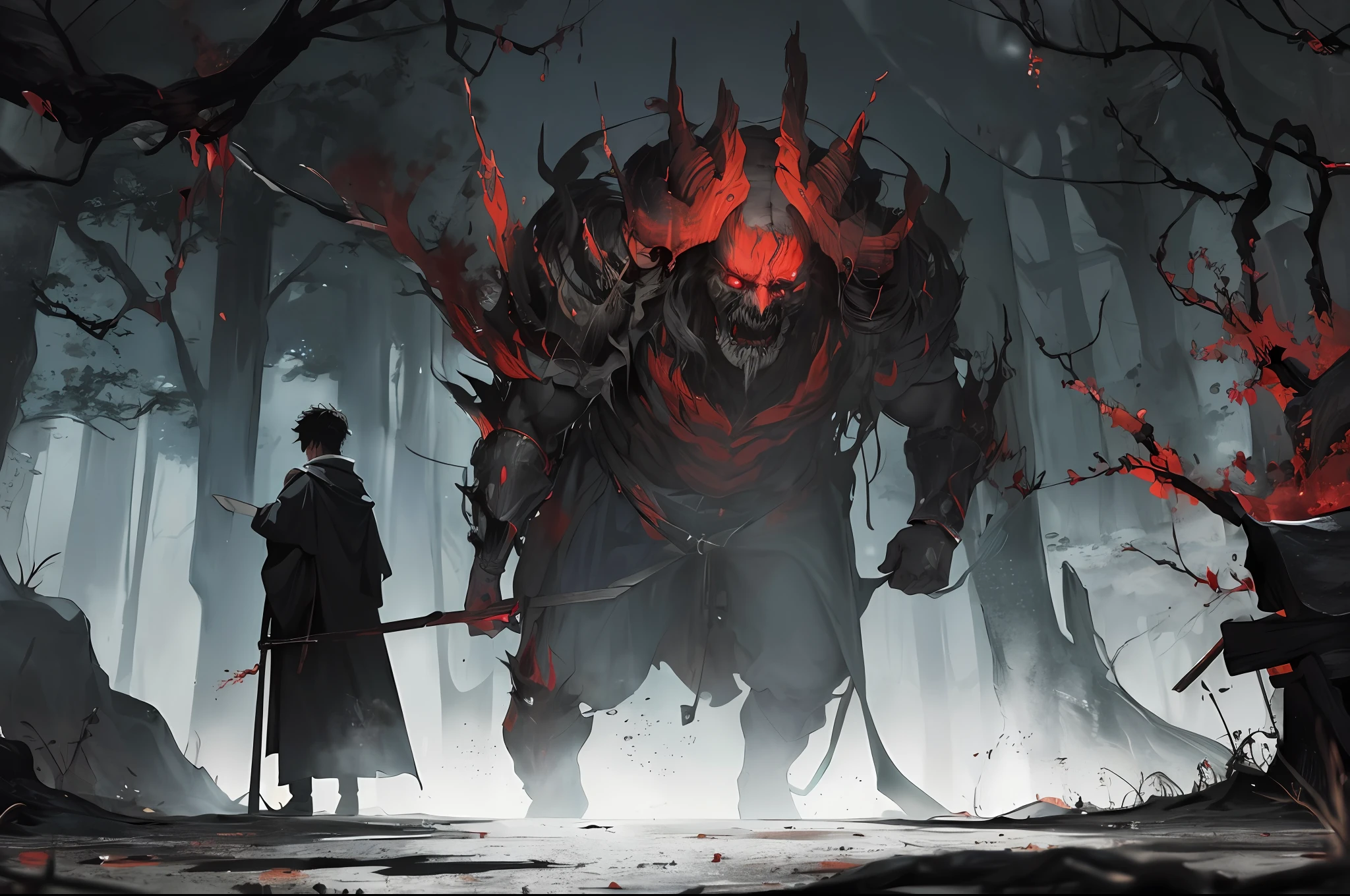 As the dust settled and the realm bathed in the warm glow of victory, Hiroshi found himself standing on the precipice of a new chapter. The battles were won, the shadows banished, and peace restored. But within the depths of his soul, a lingering unease remained.In the quiet solitude of his thoughts, Hiroshi pondered the cost of their triumph. The sacrifices made and the scars borne by all who had journeyed alongside him weighed heavy on his heart. He had witnessed the true face of darkness, and it had left an indelible mark on his spirit.As the days turned into weeks, and the weeks into months, Hiroshi could not shake the feeling that the malevolent cult they had vanquished was merely a symptom of a deeper, more insidious evil. It was as if the black fog that once blanketed the realm had been but a glimpse into the abyss that lay beyond.Visions plagued his dreams, whispers of a forgotten power lurking in the shadows. He saw glimpses of figures draped in darkness, their faces obscured, and heard the echoes of their twisted laughter. It was a tormenting dance with the unknown, fuelling his determination to uncover the truth.Driven by an unyielding sense of justice, Hiroshi embarked on a solitary quest, leaving behind the tranquillity of the restored realm. He traversed vast landscapes, seeking answers from ancient texts and wise hermits, all the while knowing that the answers, he sought lay beyond the realm he had fought so hard to protect.In distant lands, Hiroshi encountered enigmatic sages who spoke of prophecies and forgotten legends. They warned him of an impending darkness, a force far greater than anything they had faced before. The very foundations.ancient Japanese scenery, buddha statues , temples, (mysterious black fog), journey to the west, (dilapidated), (battlefield)), (blood stains),absurdity, realistic lighting, (abyss) masterpiece, high quality, beautiful graphics, high detail, black hair