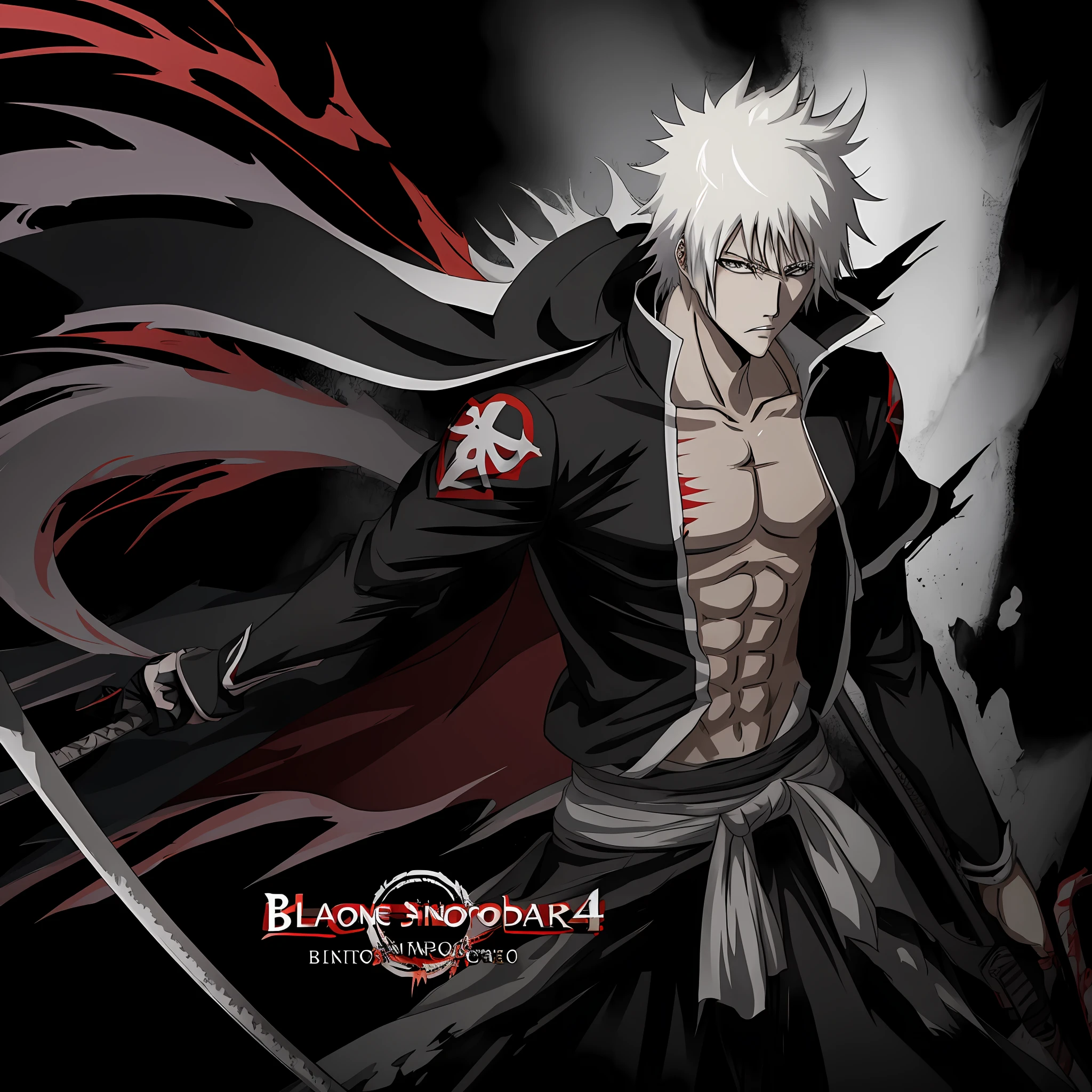 anime character with sword and blood splattered paint on a black background, badass anime 8 k, bleach manga style, anime epic artwork, ichigo kurosaki, best anime 4k konachan wallpaper, anime style 4 k, 4 k manga wallpaper, anime art wallpaper 4k, anime art wallpaper 8 k, anime art wallpaper 4 k, anime wallpaper 4 k