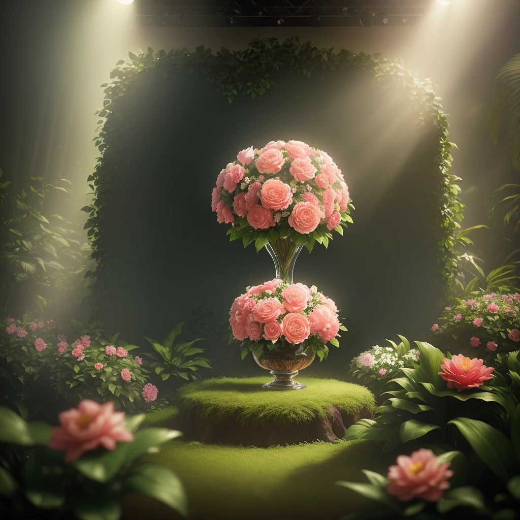 A professional photo shot of a bouqet of flowers, jungle background, photorealistic, epic composition, Pixar RenderMan, V-Ray Lights, Professional Color Grading, Canon EOS R6, 1000MP, Depth of Field, highly detailed, hyper-realistic, ultra-photorealistic, HDR, ultra-sharp, super resolution, award-winning