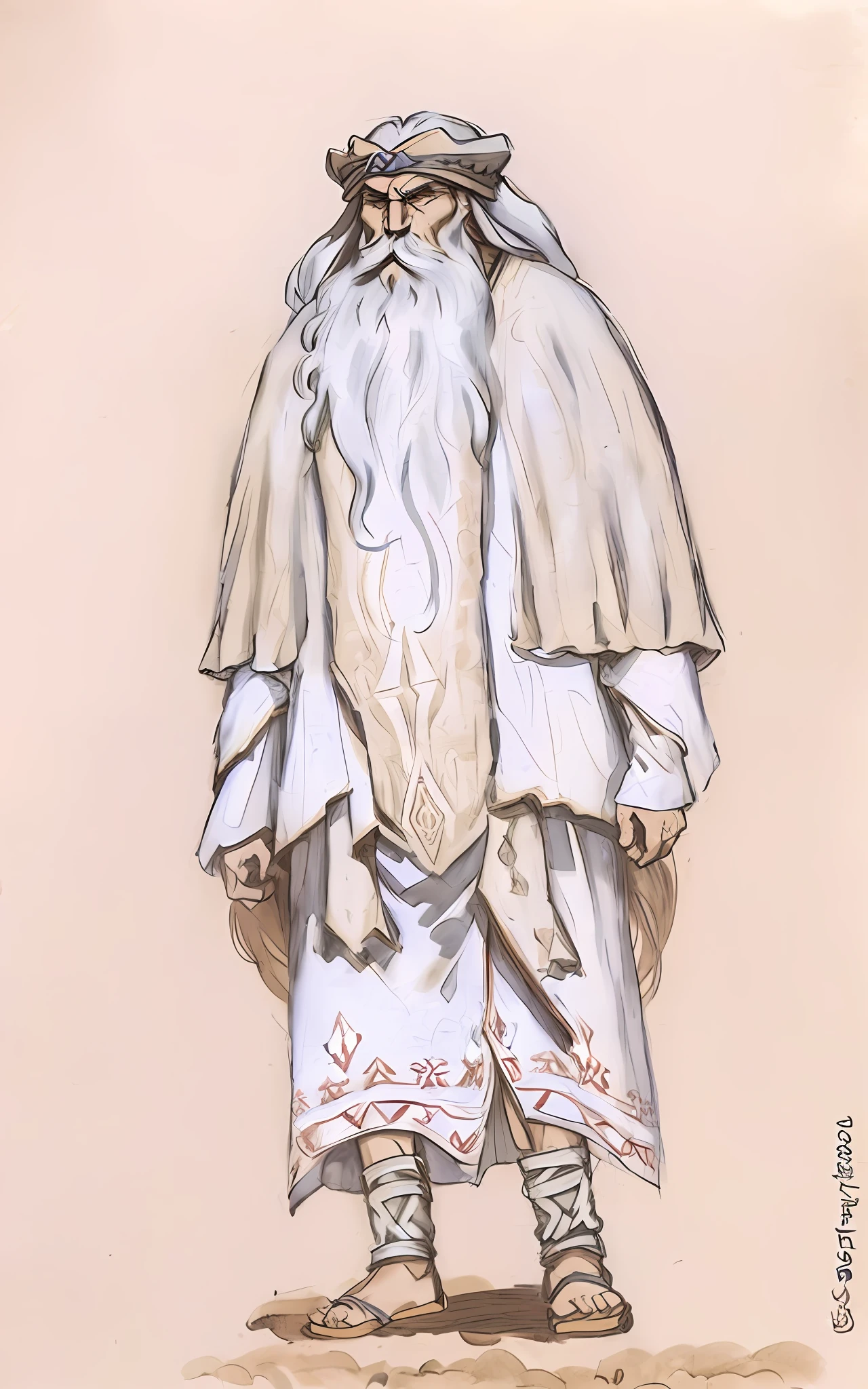 Old Slavic magician, druid, ((very long beard to the knees)), ((ancient slavic folk clothing)), Nicholas Roerich, Russian fairy tale, fantasy