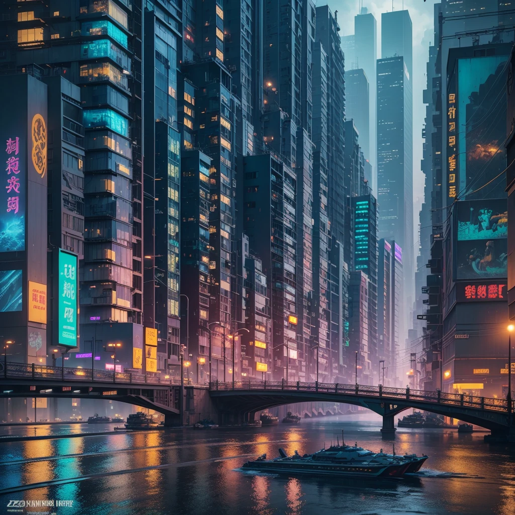 Cyberpunk city from sci-fi movie, empty street, night, chinoiserie buildings, bridge, old shop, irregular, circuit boards, wires, intricate, super detailed, realistic, hyper realistic, high quality, best, super detail , crazy detail, very detailed, photorealistic, epic composition, best quality, 32k --v 6
