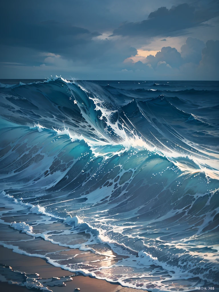 Wallpaper, Sea, Breaking Waves, night Sky, light on the shore, Beach, HD Detail, Wet Watermark, Ultra Detail, Film, Hyper Realism, Soft Light, Deep Field Focus Bokeh, Ray Tracing, Diffuse (extra fine glass reflections) and Ultra realism. --v6
