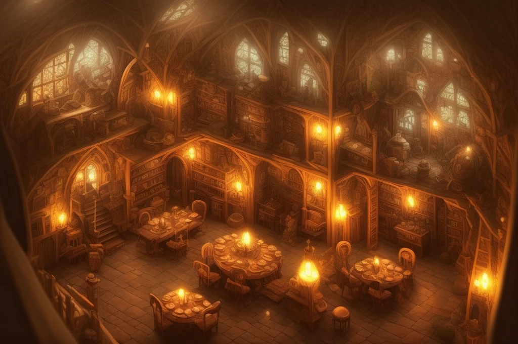 duskametrik Medieval style tavern, lord of the rings, incredibly detailed background, bokeh, rim lighting, duskametrik