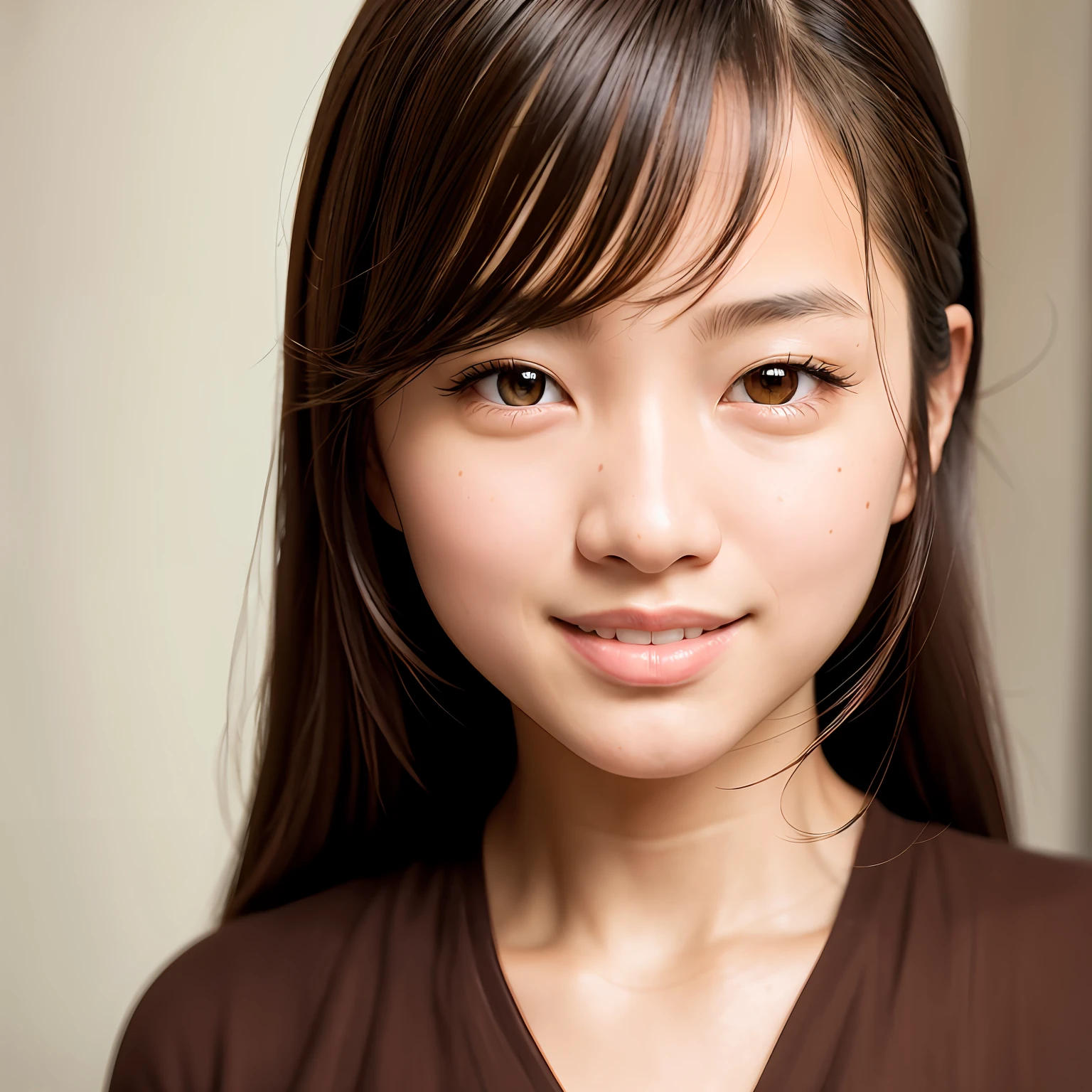 best quality, face focus, soft light, (depth of field) ,ultra high res, (photorealistic:1.4), RAW photo, (portrait:1.4) ,(from front)
1japanese girl, solo, cute, (shy, smile:1.1), (brown eyes),  detailed beautiful face, (midi_hair),
Suite Room, sit,
(formal dress:1.2)