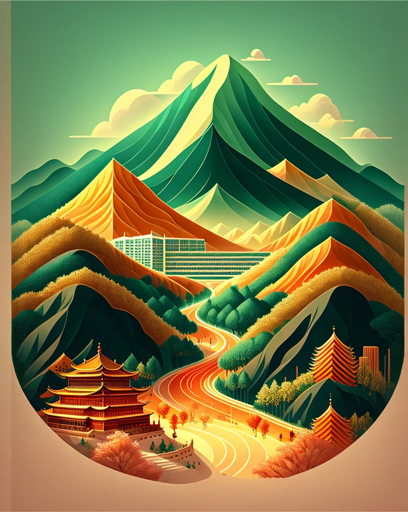beijing landscape poster 2d illustration