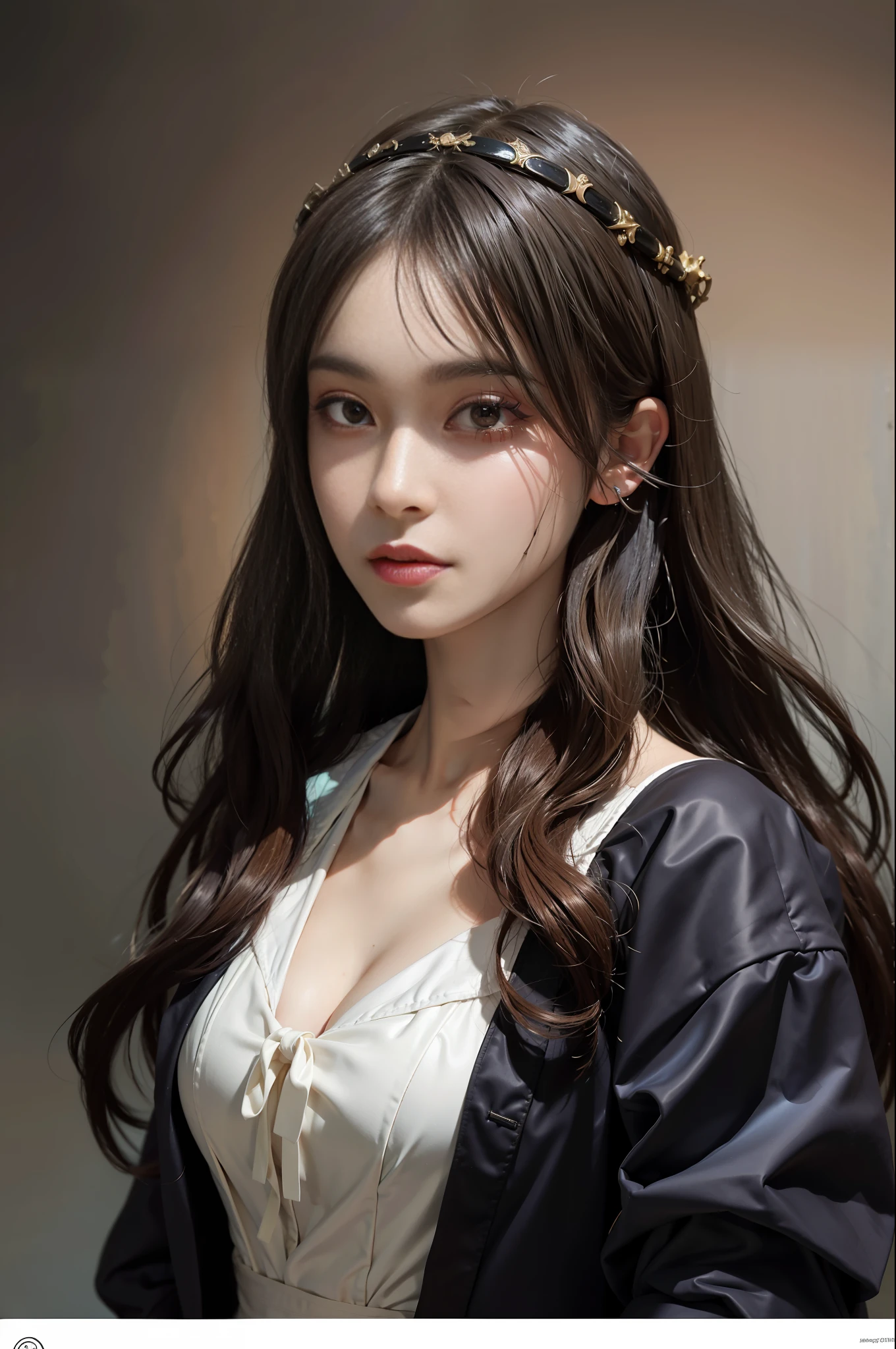 (In the Dark: 1.6), surreal female portrait by David Hockney and Alphonse Mucha, fantasy art, photorealism, dynamic lighting, artstation, poster, volumetric lighting, very detailed faces, 4k, Awarded,, 1girl, in the dark, deep shadow, low key, cowboy lens, (maid outfit: 1.4), long hair, white hair, bust, luxurious palace,