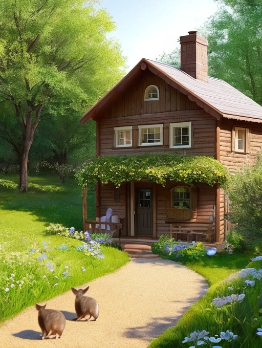 Once upon a time, in a cozy little house, there lived a curious mouse named Milo. Milo loved exploring and discovering new things. One sunny morning, as he ventured outside, he noticed a group of cats playing in the nearby meadow. . 8k, hdr, pixar style,