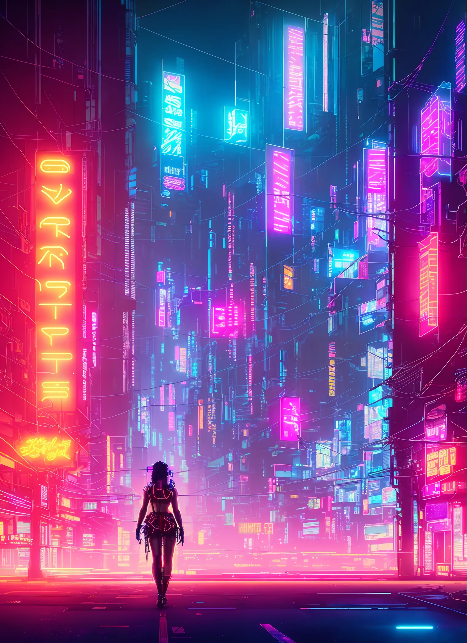 (an artistic photograph of a cyberpunk prostitute),full body shot, centered, (extremely detailed:1.2), (intricate neon slums in the background:1.1), hyper-detailed, (soft lighting:1.2), high resolution, filmic grain.