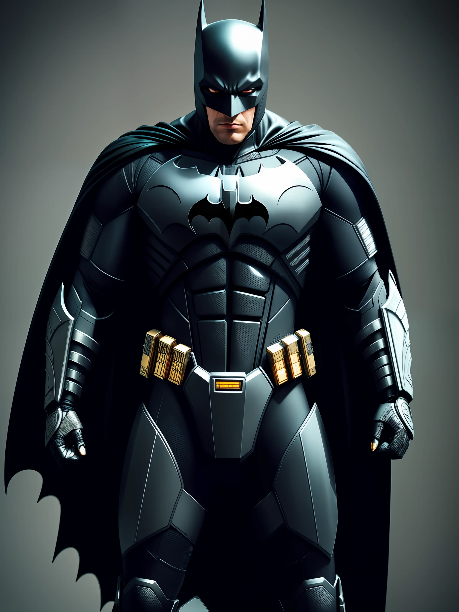 Batman made out of metal, (cyborg:1.1), ([tail | detailed wire]:1.3), (intricate details), hdr, (intricate details, hyperdetailed:1.2), cinematic shot, vignette, centered