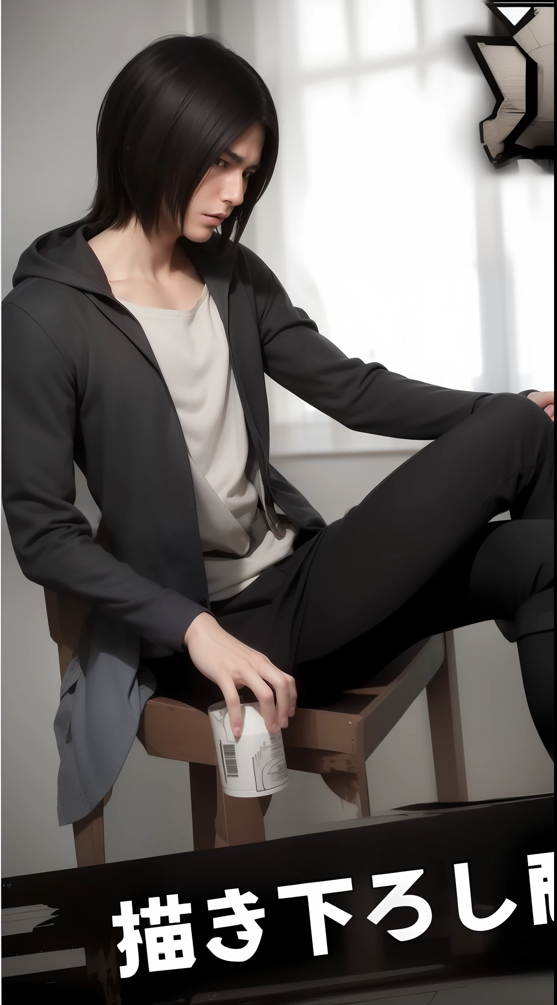 best quality, masterpiece, (realistic: 1.2), 1 man, Eren Jaeger, real life, live action