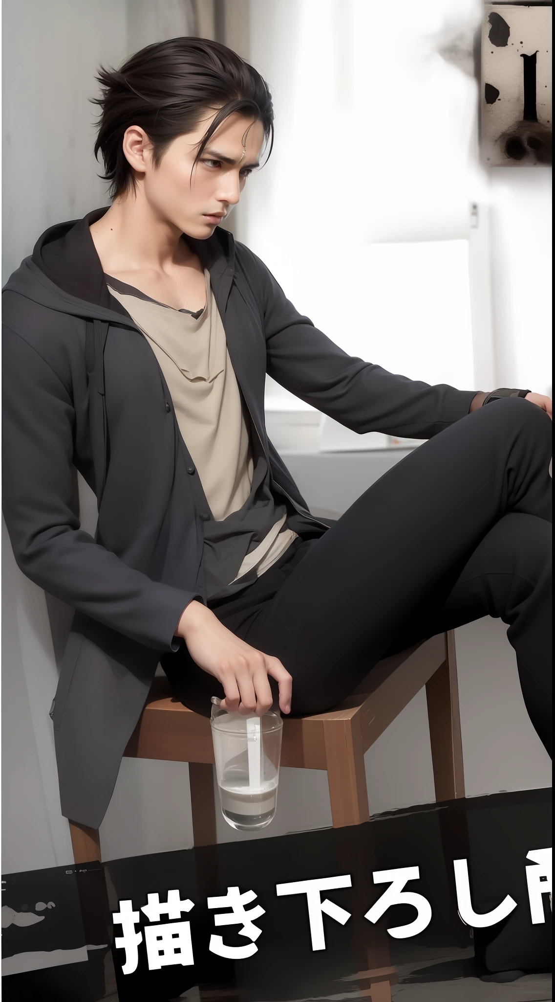 best quality, masterpiece, (realistic: 1.2), 1 man, Eren Jaeger, real life, live action