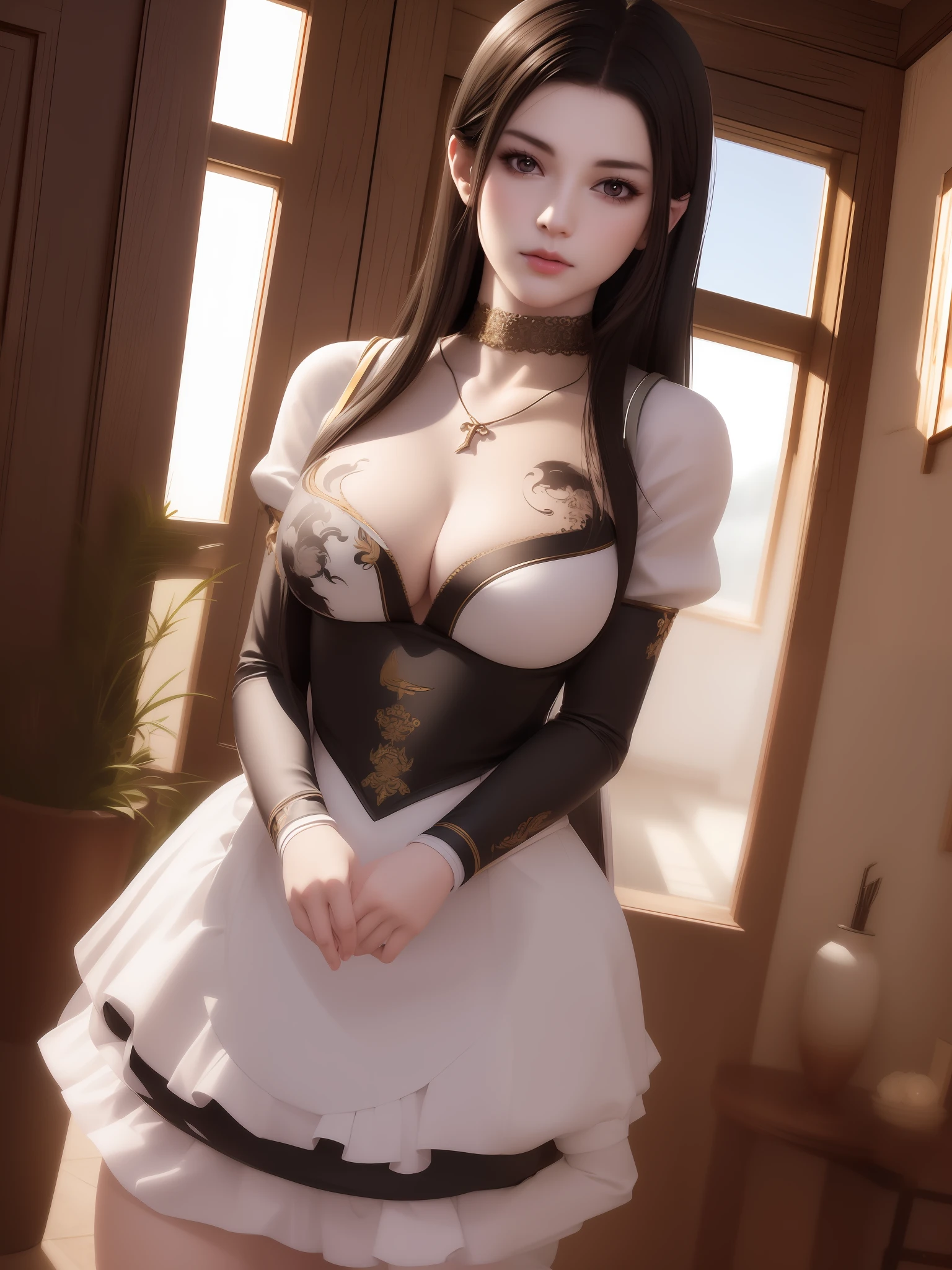 There is a woman in a white maid outfit, anime girl, gorgeous maid, beautiful anime woman, guweiz style artwork, trending on cgstation, super realistic pictures, [4k digital art]!!, realistic shadow perfect body , smooth anime CG art, highly detailed characters, 8k high quality detailed art