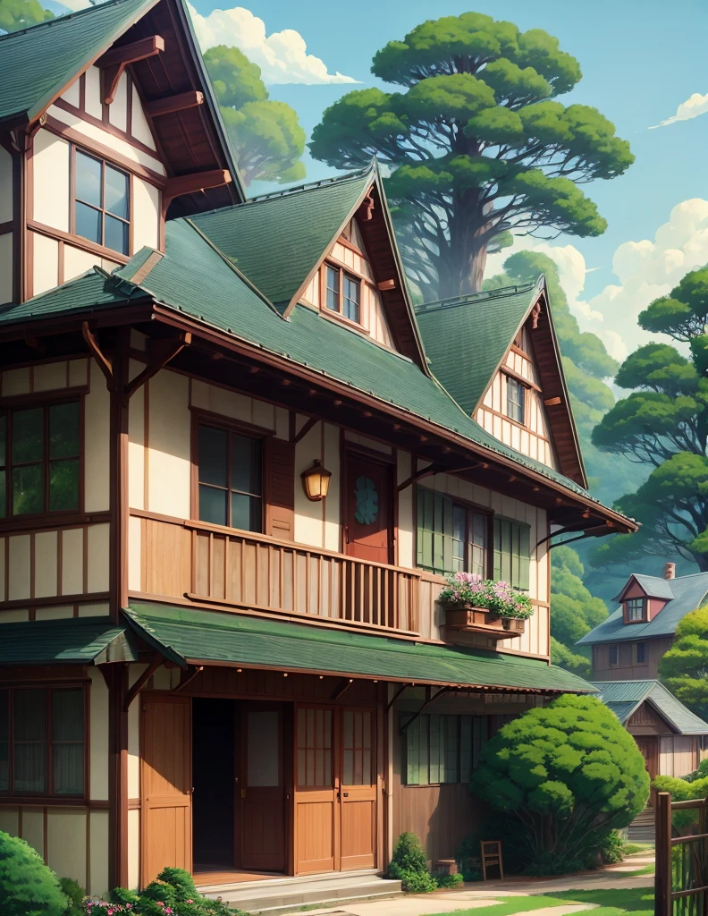 a vintage house ghibli style
