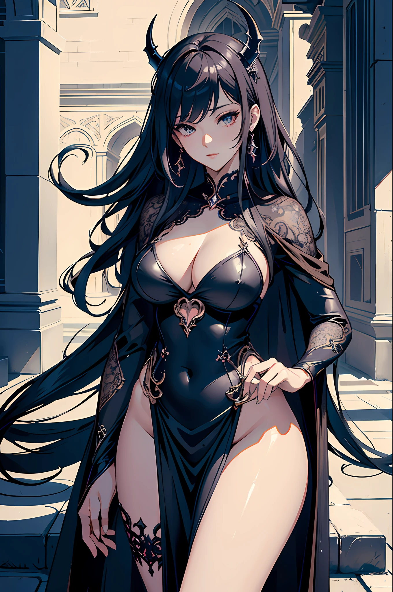 (masterpiece, top quality, best quality, official art, beautiful and aesthetic:1.2), Extreme detailed,Sexy Demon, large breasts, sexy, sexy body, Colorful, Highest detailed, Cold light
