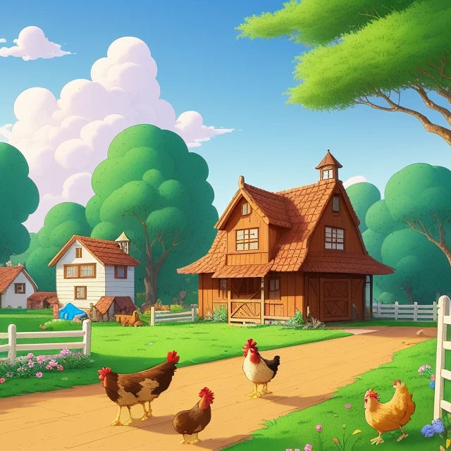 cartoon of a farm with a monkey and a chicken in front of a house, a cartoon inspired by ferdinand knab, shutterstock, renaissance, farm background, three animals, animated cartoon series, animals chasing, talking animals, animals, children's animated films, funny cartoonish, western animation, cartoon illustration, outside in a farm, animal transformation, on a farm