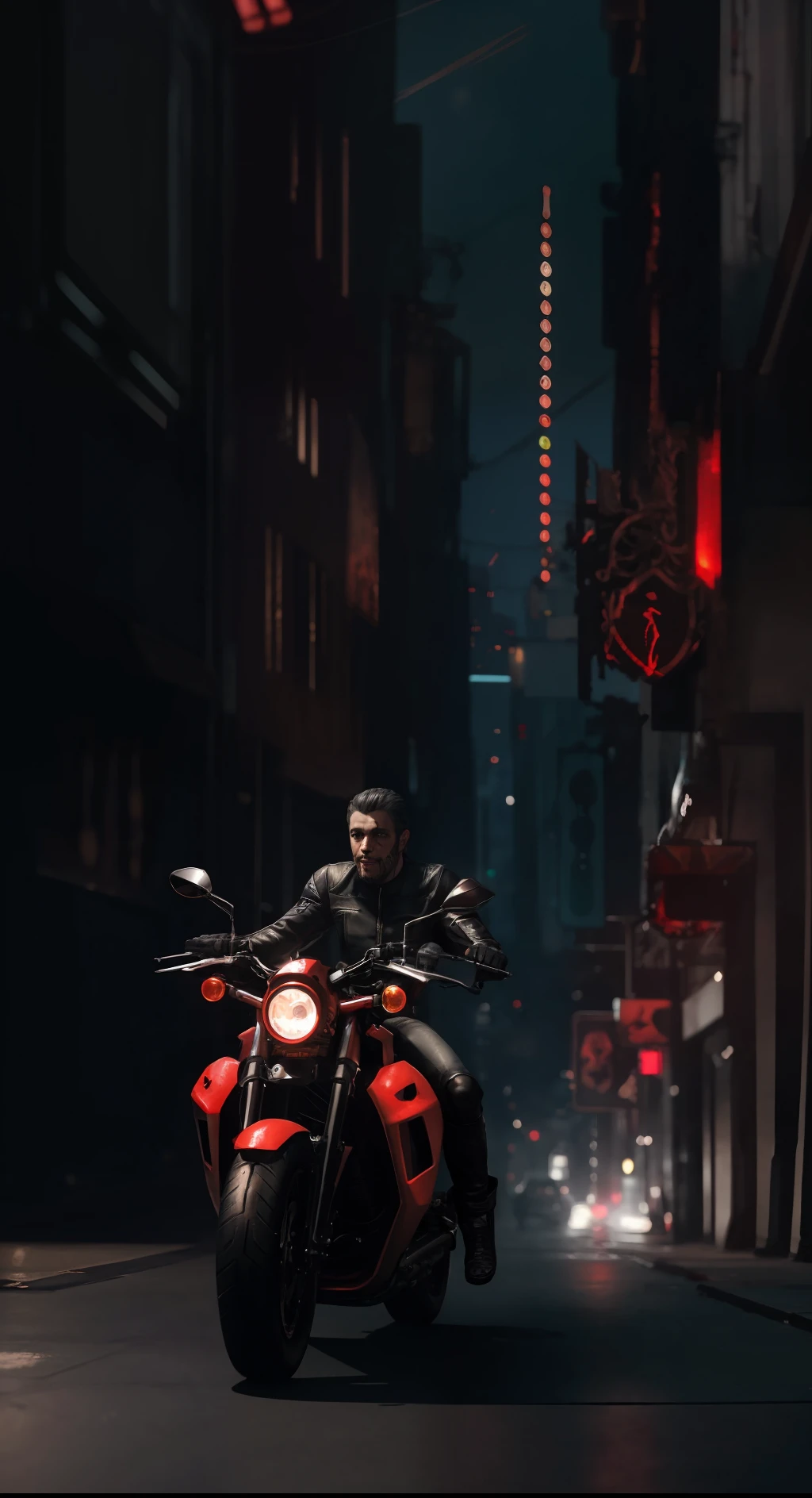 araffe on a motorcycle with a demon on the back, octane render!!!, greg rutkowski. octane render, greg rutkowski octane render, ((octane render)), sitting on cyberpunk motorbike, octane render godrays, octane render**, octane render - n 6, octane render - t, amazing octane render, cycles 3 d render, octane - render, gory, unsettling bloody