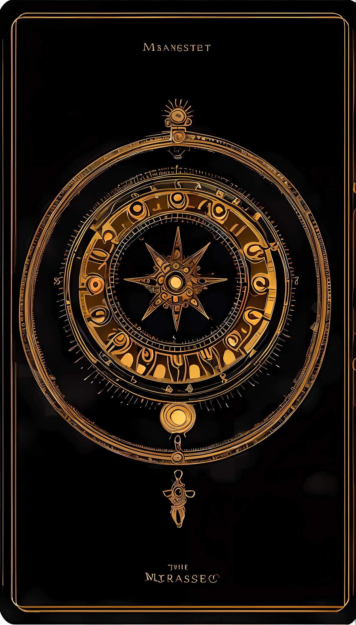 realistic, (best quality, masterpiece:1.3), golden wheel of fortune, soul card, line, light particles, no humans,