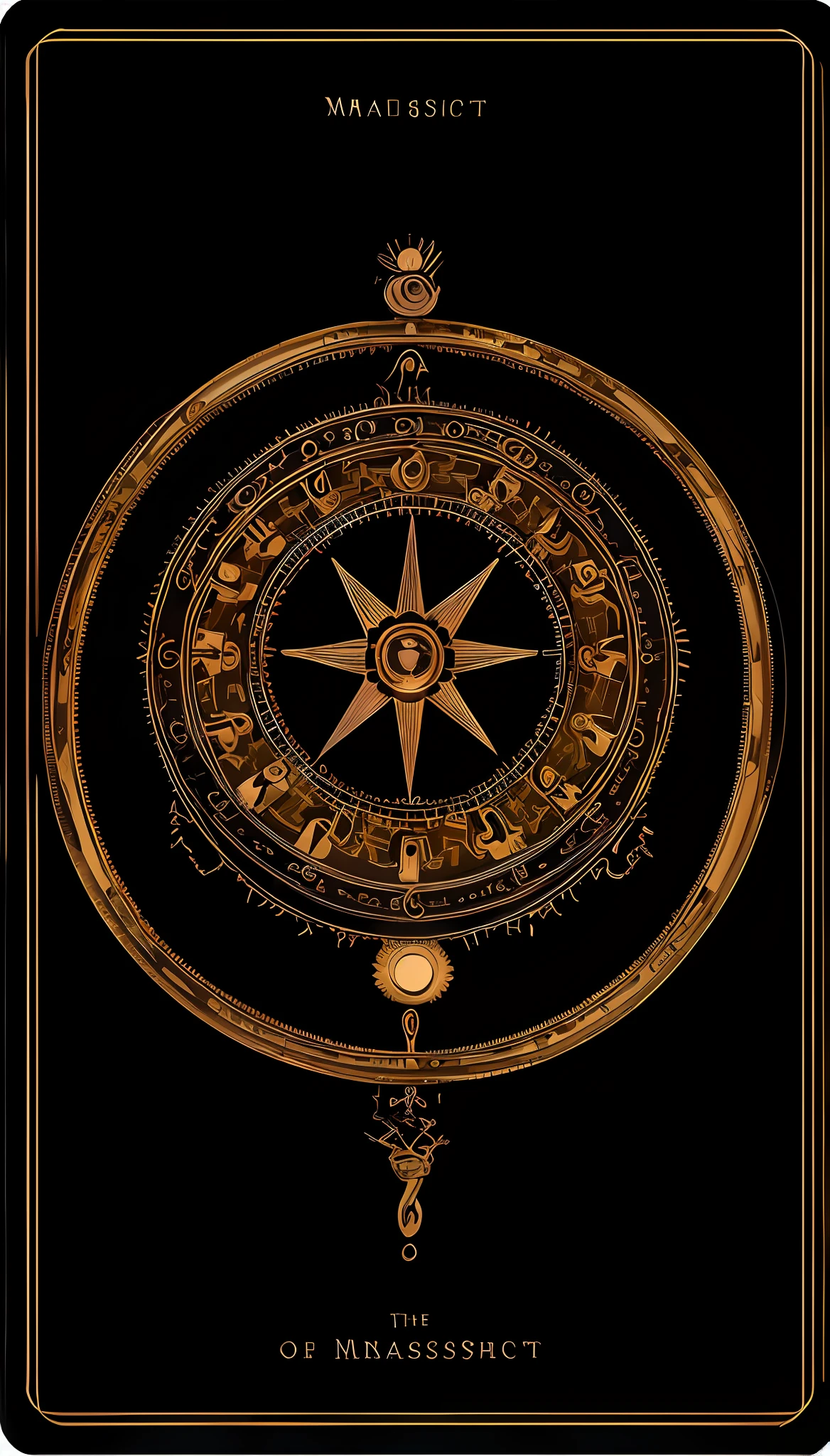 realistic, (best quality, masterpiece:1.3), golden wheel of fortune, soul card, line, light particles, no humans,