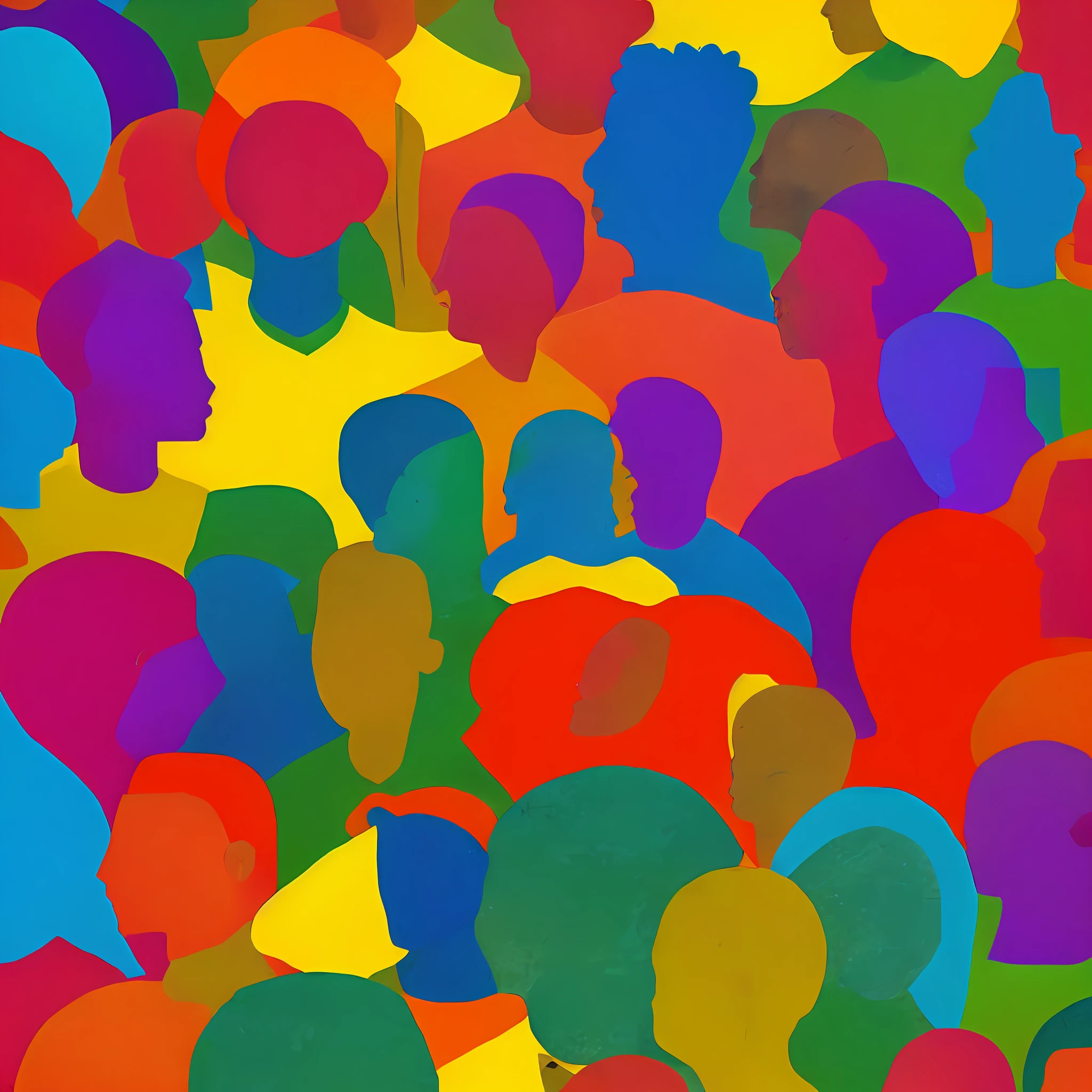 Group of people, diverse ethnicities, vibrant colors, unity, collaboration, inclusion, non-verbal communication, acceptance, respect, clean composition, authentic representation, positive interactions