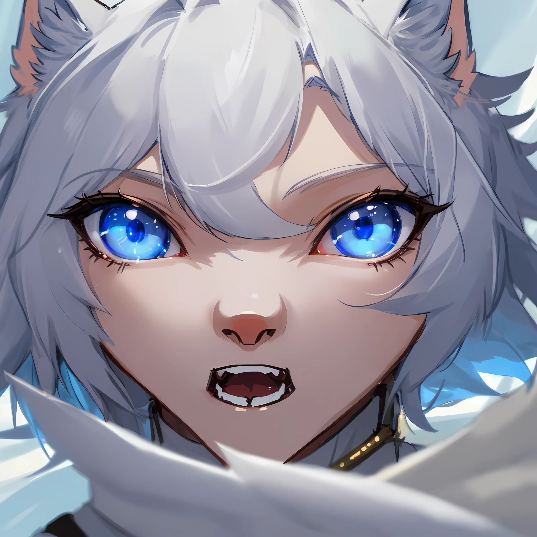 High quality, male, anthro husky, cute, blue eyes, femboy, close up
