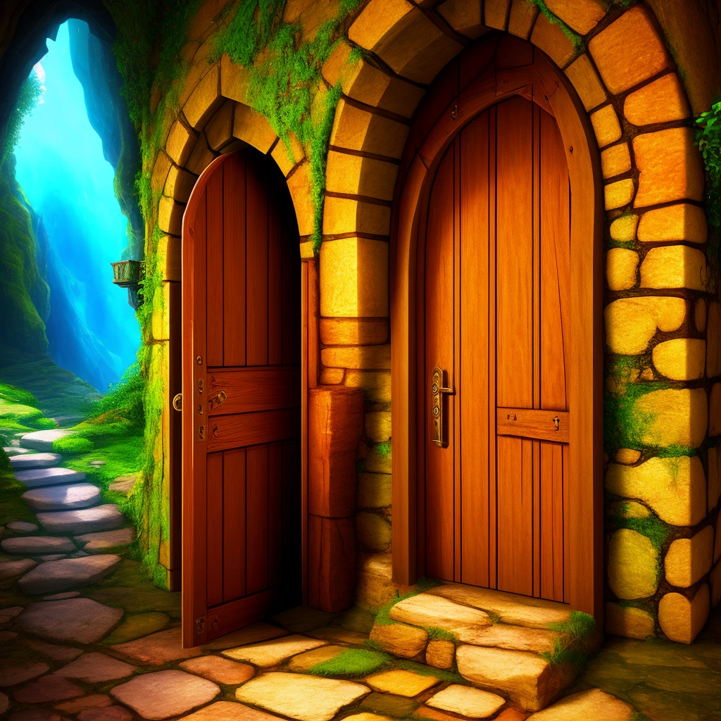 a door of dungeon, fantasy