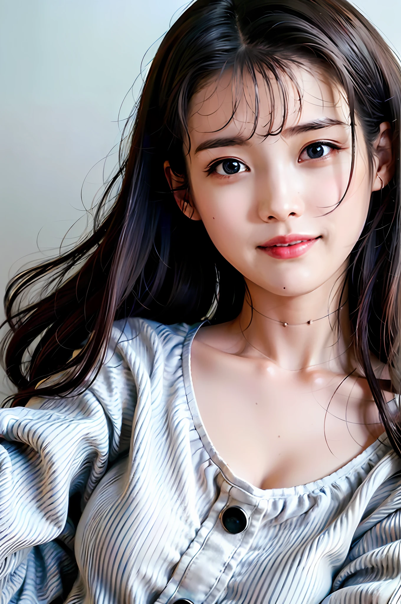 (Highly detailed CG unity 8k wallpaper), (Masterpiece), (Highest quality), (Portrait), (Highest illustration), (Highest shadow), (Realistic:1.4), 1girl on street, Kpop idol, ((Very over Size sweater, button sweater, open sweater), (grey hair:1.1), collarbone, (mid bust:1.3), viewer, smile, full body, hoodie, jacket, shorts, shiny hair, shiny face, smiling expression ,