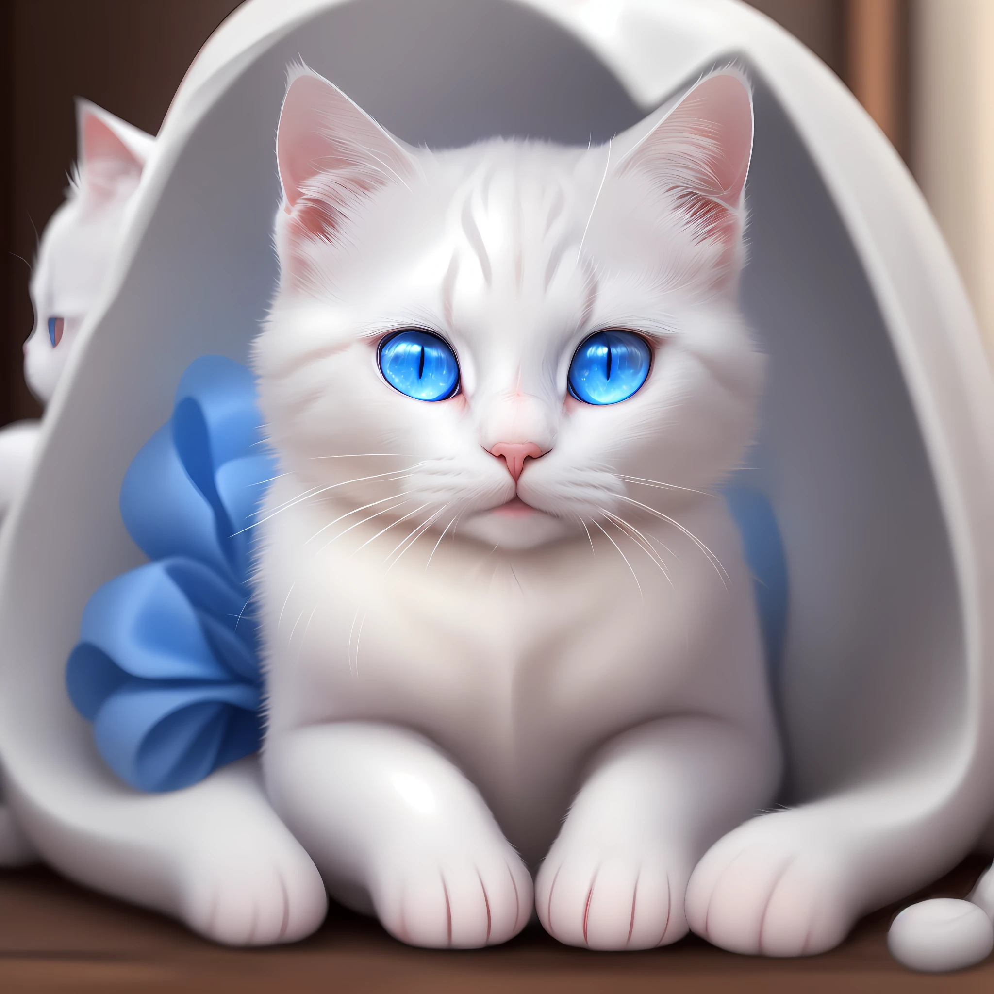 white cat with blue eyes, best quality, 8k, high definition