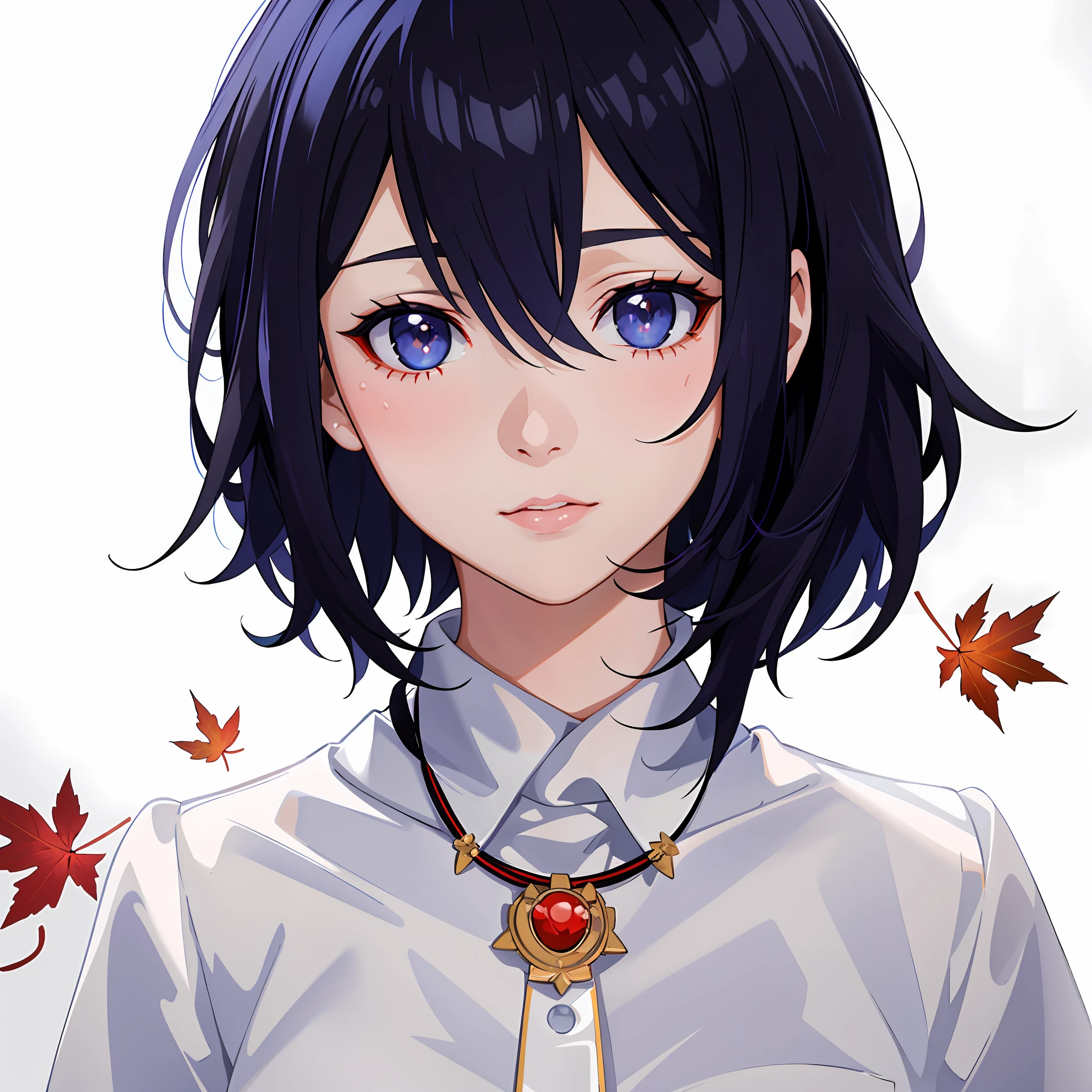 image of a woman with dark blue hair, bob haircut, (white lock of hair: 1.1), girl president of Canada, (against the background of the Canadian flag: 1.3), red maple leaf on a white background, flag of Canada, black jacket, confident face, black-blue hair , (gray eyes: 1.1), (bob haircut), masterpiece, side lighting, (finely detailed beautiful eyes: 1.2), masterpiece*portrait, realistic, glowing eyes, shiny hair, solo, realistic anime style, anime style realism, digital anime style art, stunning anime face portrait, beautiful anime portrait, realistic anime art style