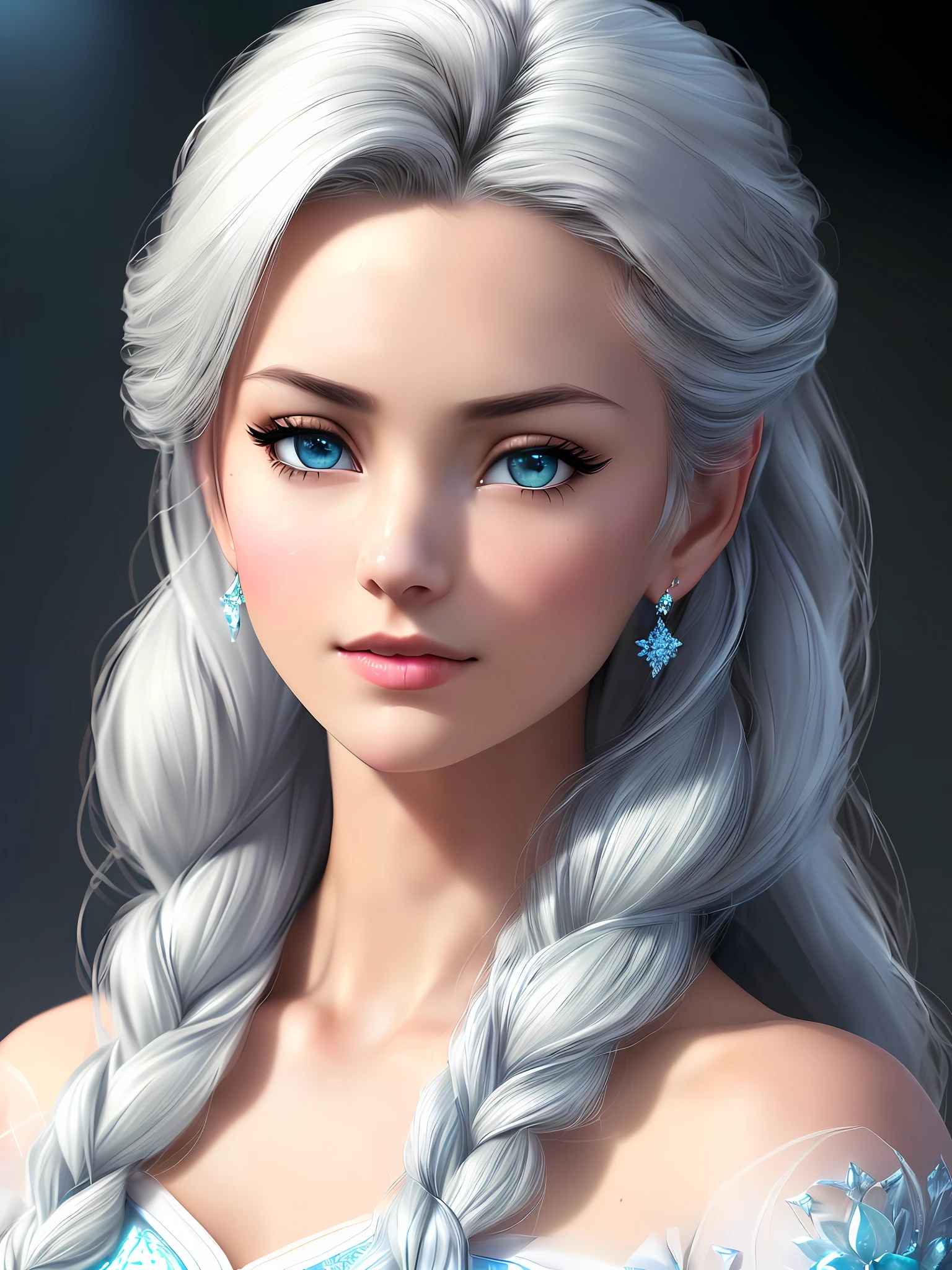 Highly detailed CG unity 8k wallpaper, style shot, complex, high detail, dramatic, highest quality movie still image, very detailed, masterpiece, best quality, character design, Elsa, Elsa from Frozen, (( Dark style)), realistic ultra-detailed rendering style, natural light, sharp character design, (hard focus, 8k), (((natural skin texture))), 8k textures, soft cinematic lighting, adobe lightroom, dark room, hdr, Sophisticated, Elegant, Rich Detail, Sharp Focus, ((((Film Look) )), Soothing Tones, Detail Frenzy, Intricate Detail, Super Detail, Low Contrast, Soft Film Lighting, Dull Colors, Exposure Blending, HDR, Fade, 35mm, f/1.4, ISO64, f16, 25 sec.